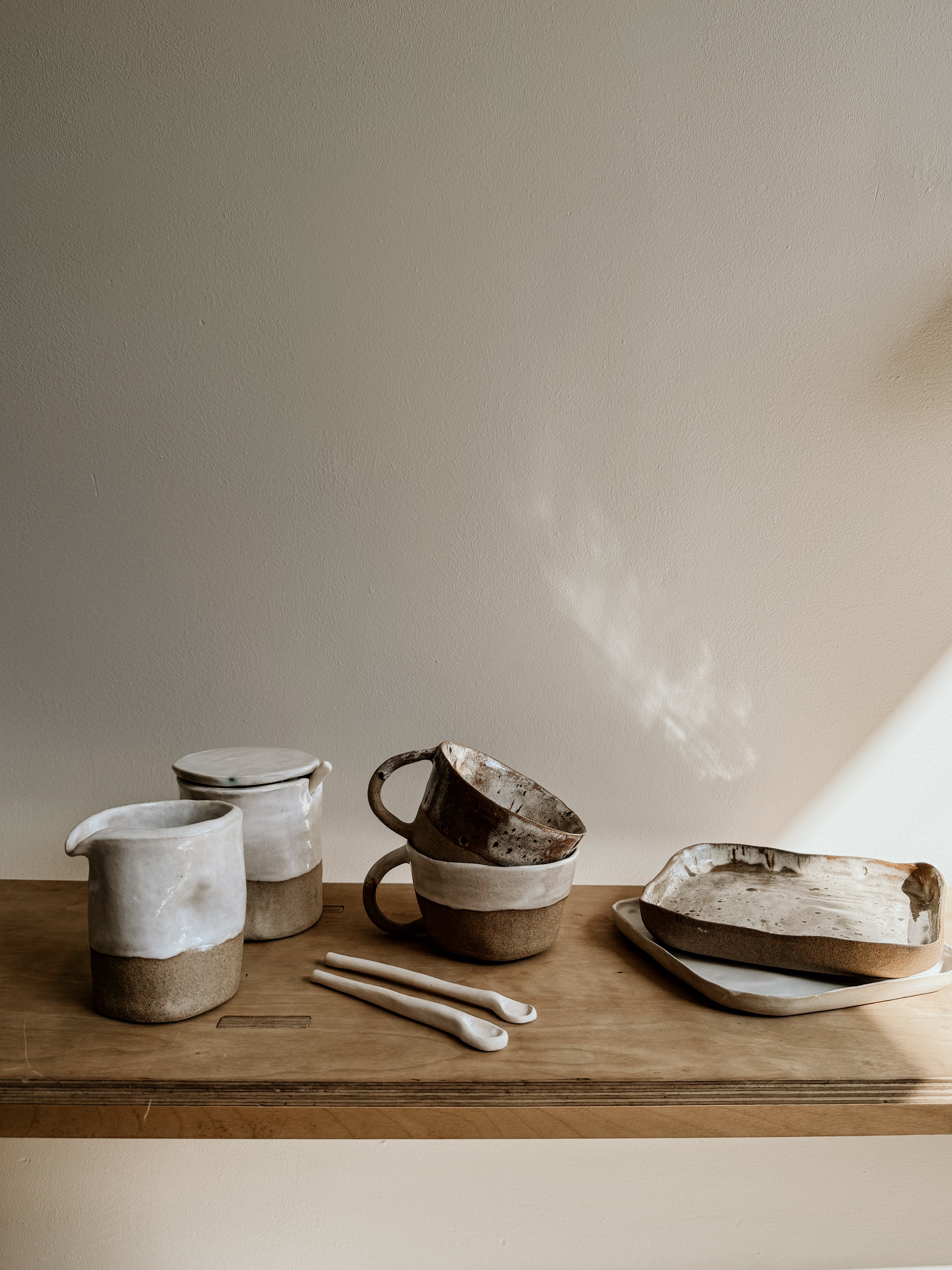 Skinny Handle Mug - Half Dip Speckled | Cream - Shop Adele Catherine 