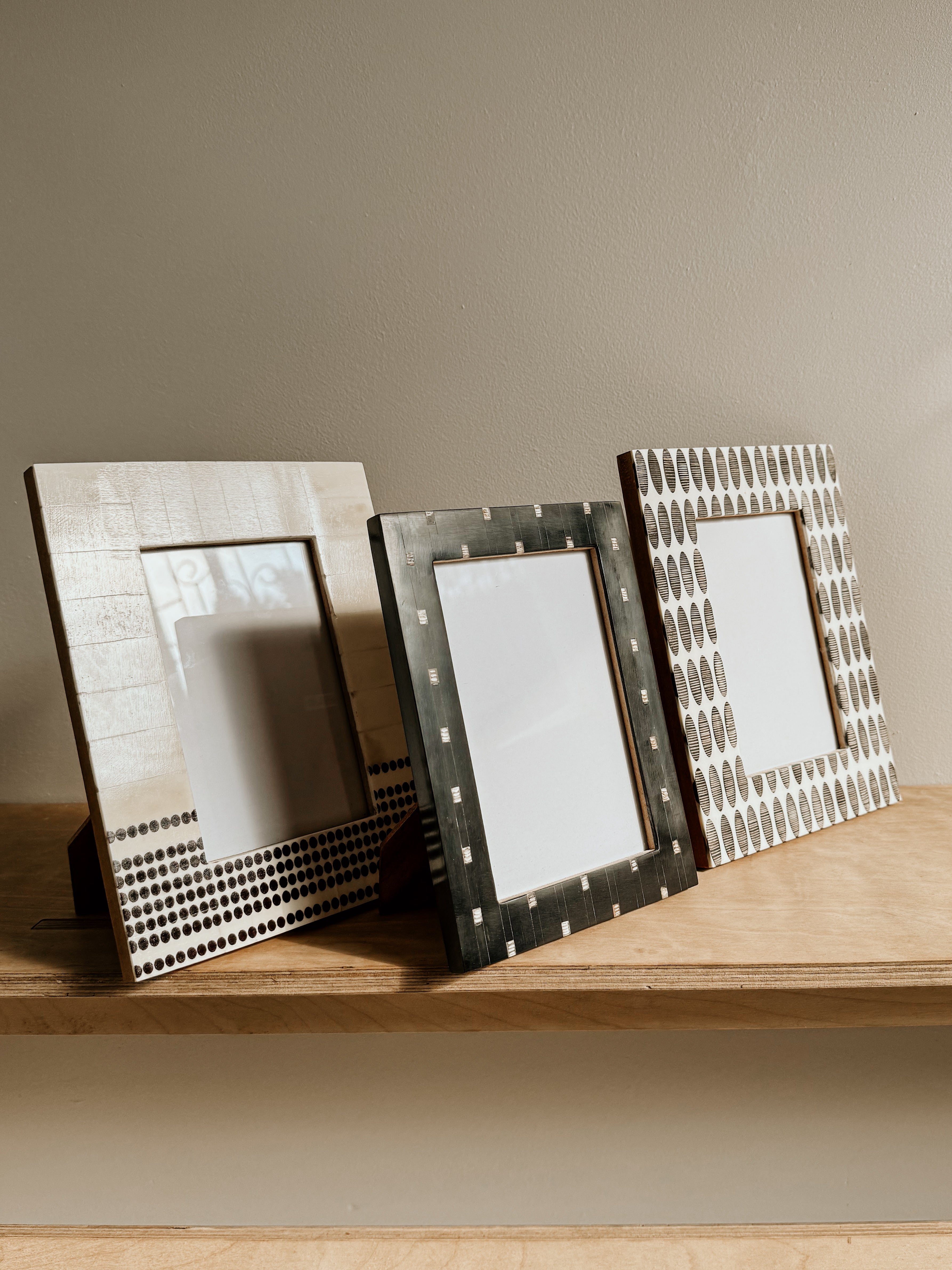 Bone Frame With Dotted Stripes | Ivory & Brown - Shop Adele Catherine 