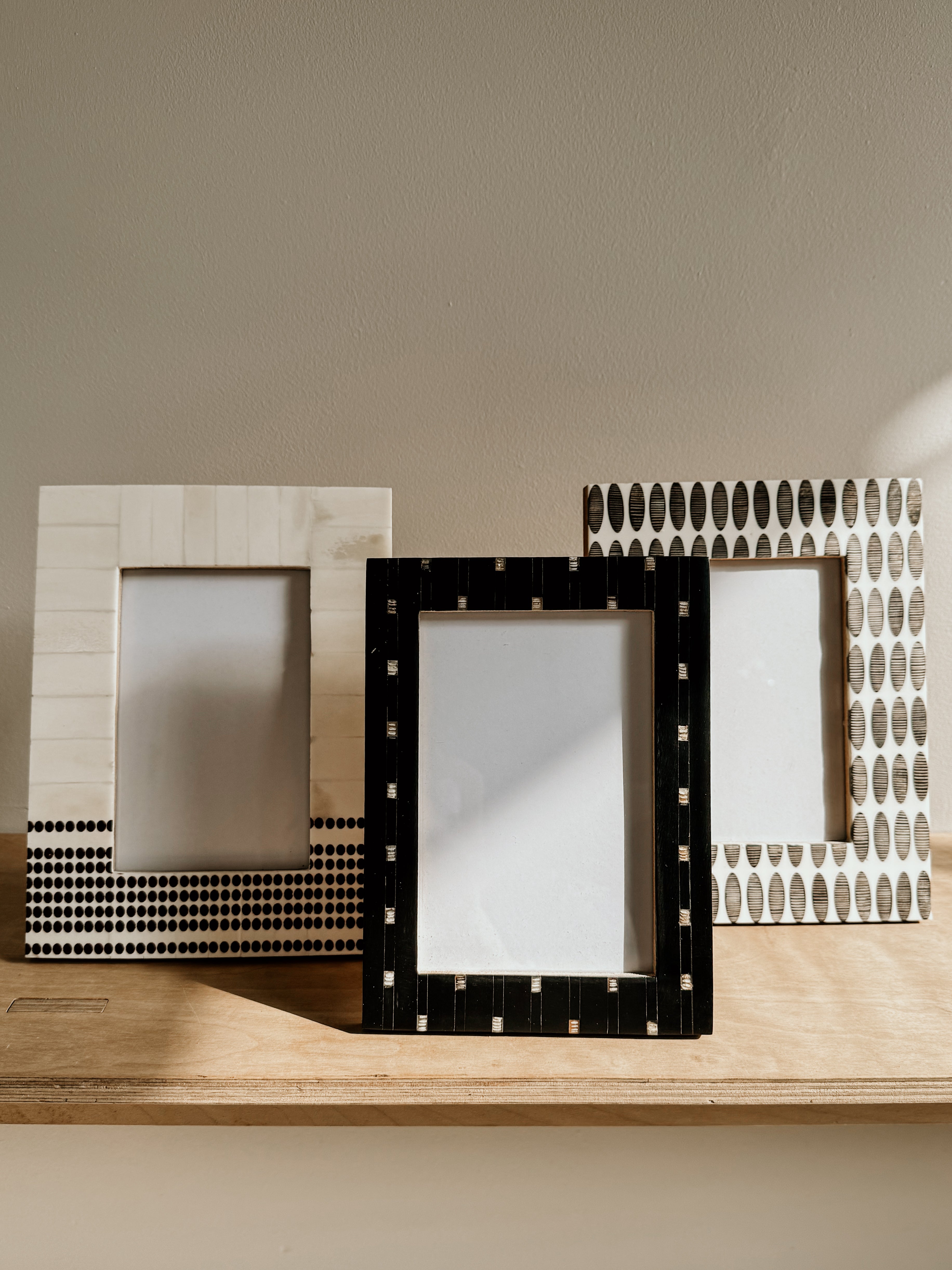 Bone Frame With Dotted Stripes | Ivory & Brown - Shop Adele Catherine 