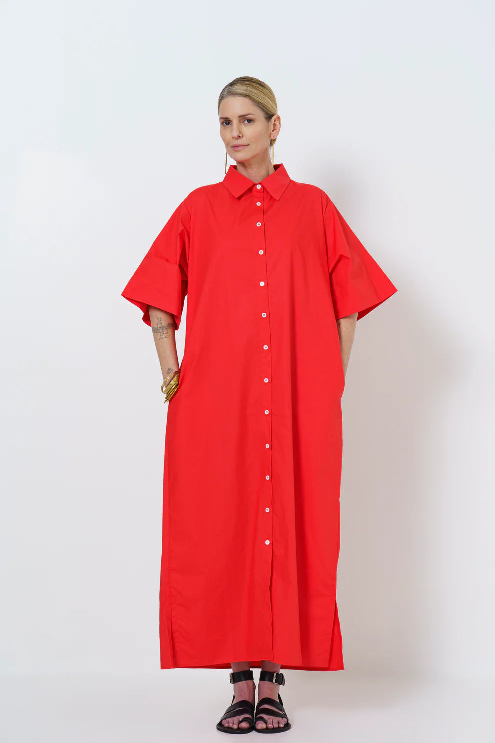 Carine Dress | Melon Red - Shop Adele Catherine 