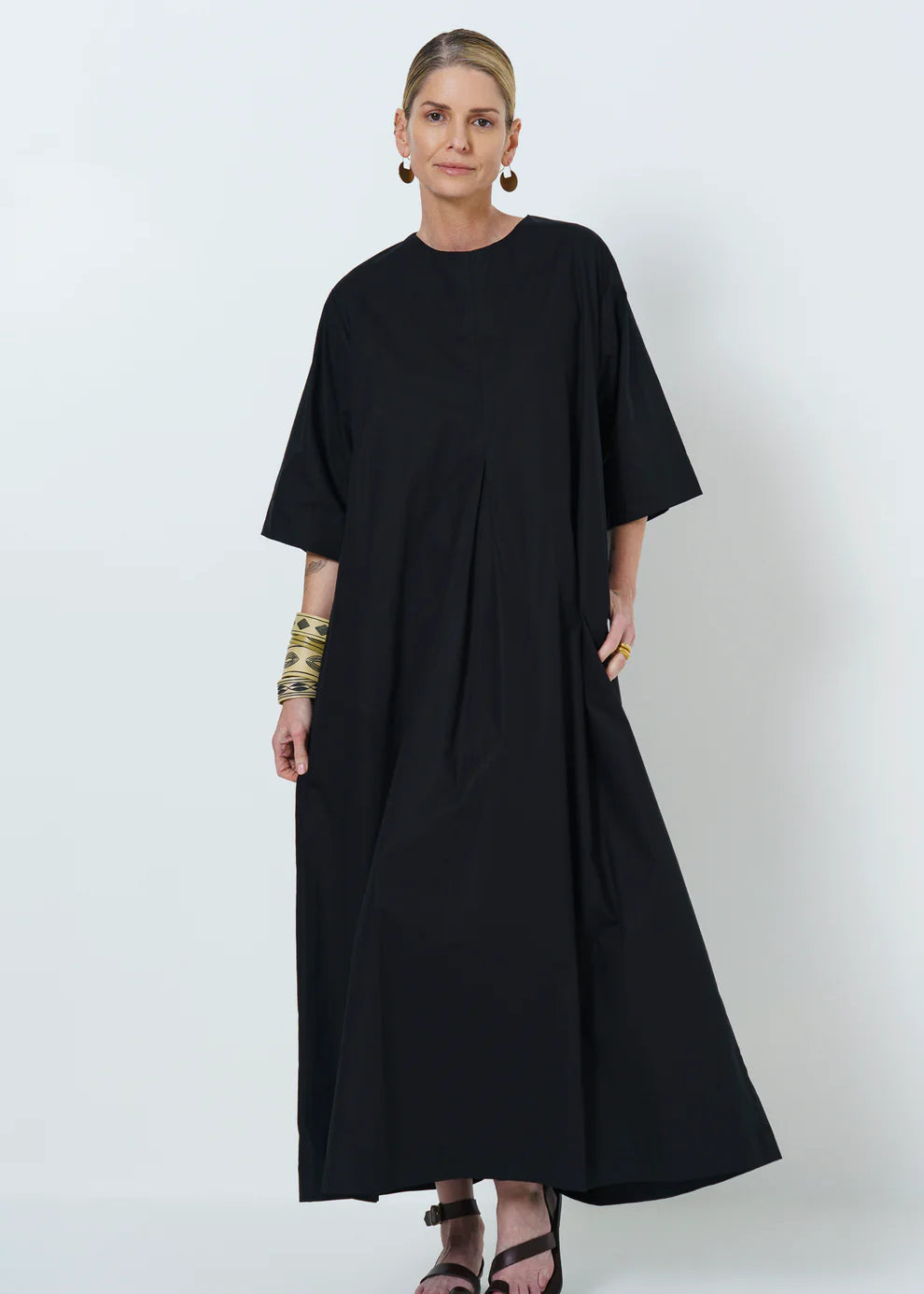 Rene Trapeze Dress | Black - Shop Adele Catherine 
