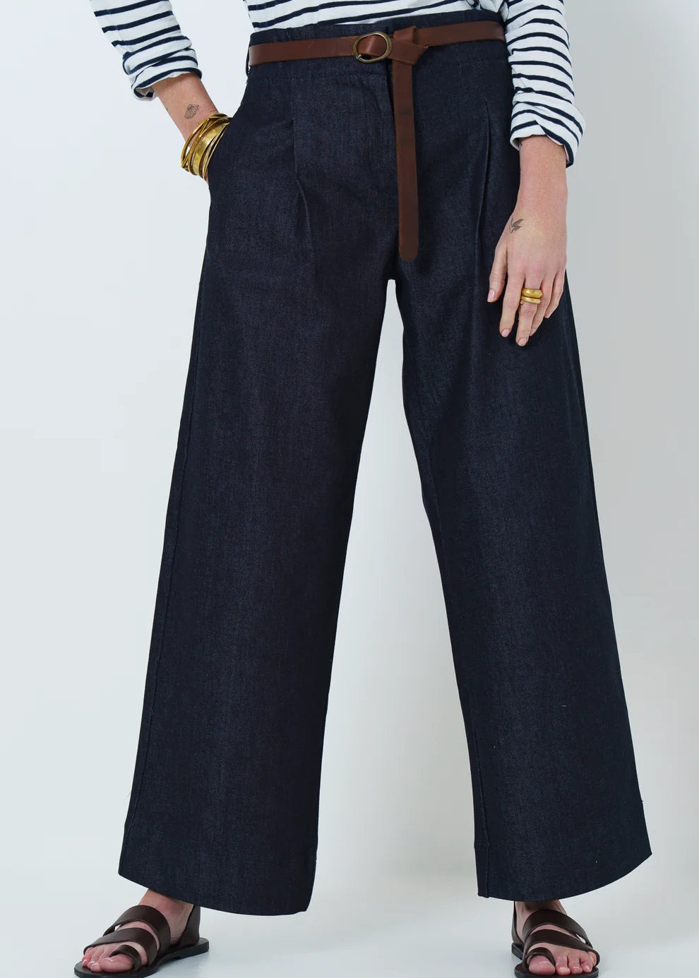 Firo Wide Leg Pants | Blue - Shop Adele Catherine 