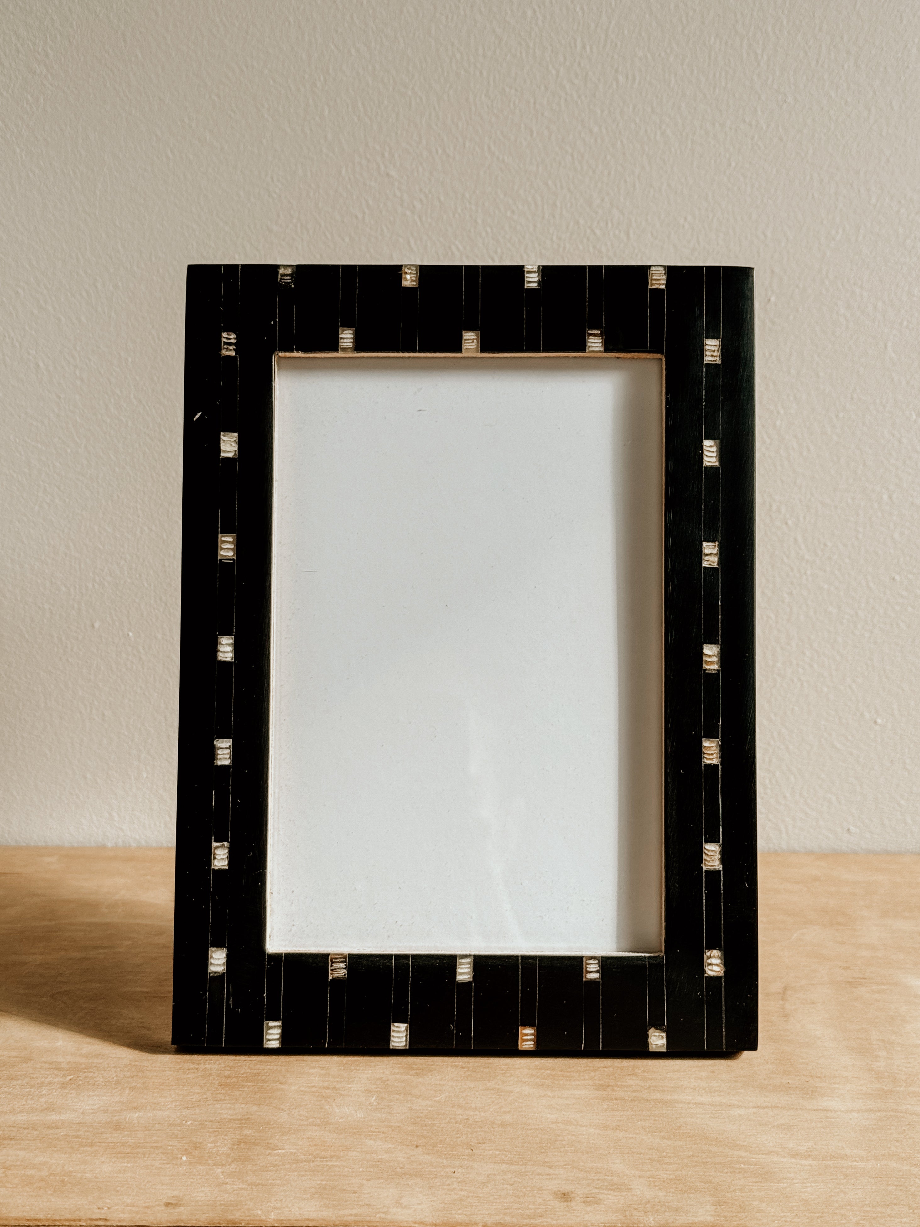 Resin Frame With Horn Inlay | Black & Natural - Shop Adele Catherine 
