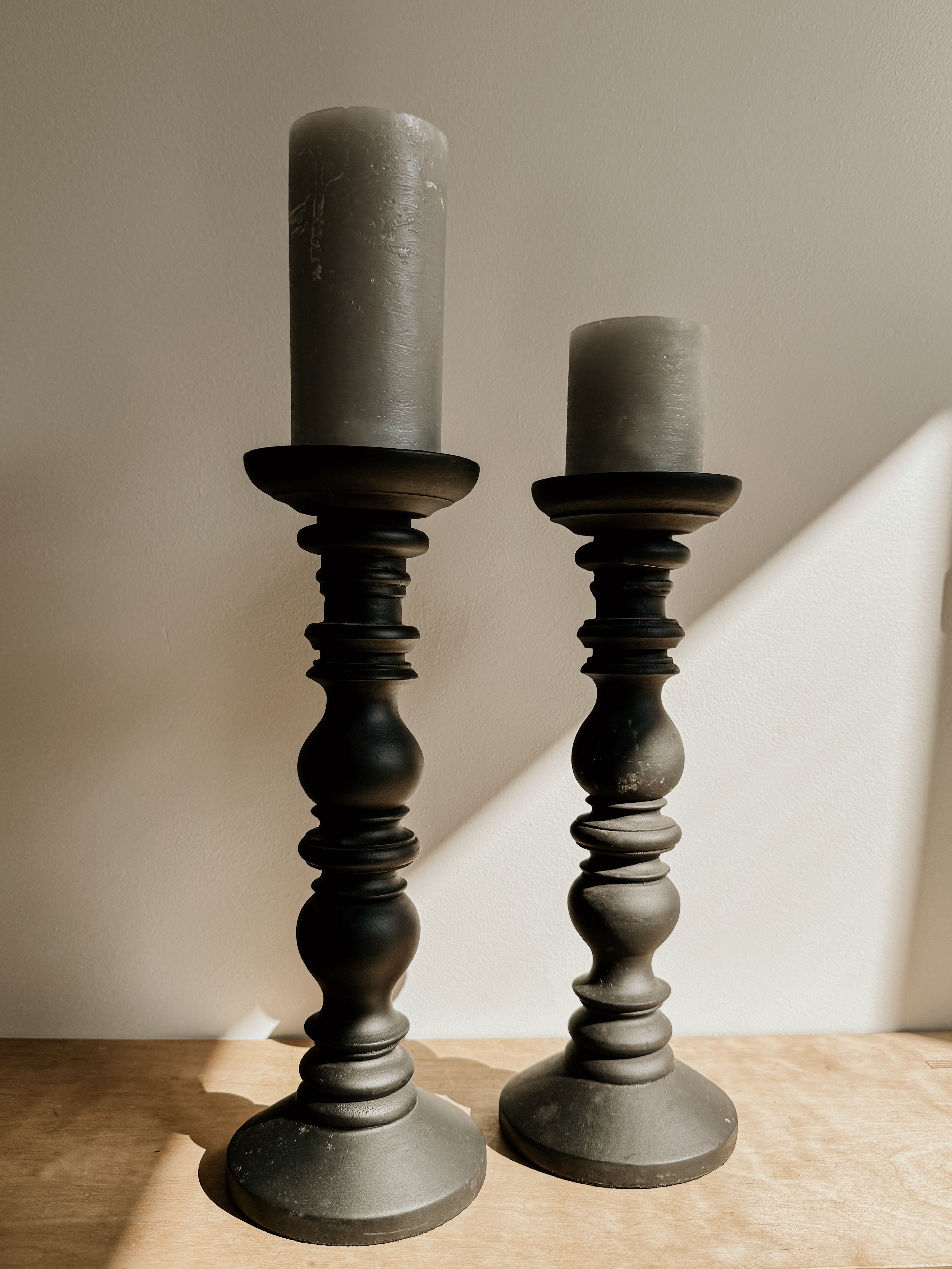 Mango Wood Candle Stick | Matte Black - Shop Adele Catherine 