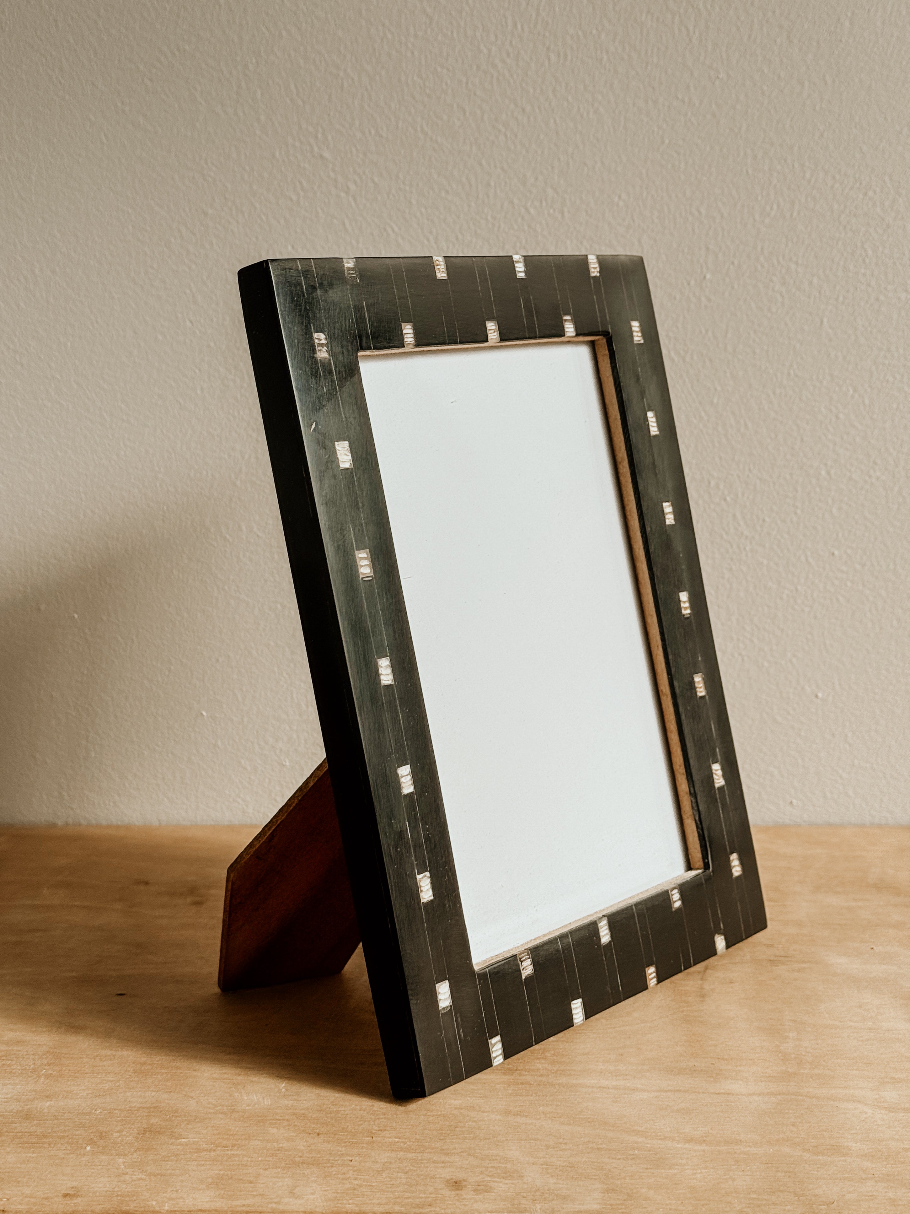 Resin Frame With Horn Inlay | Black & Natural - Shop Adele Catherine 