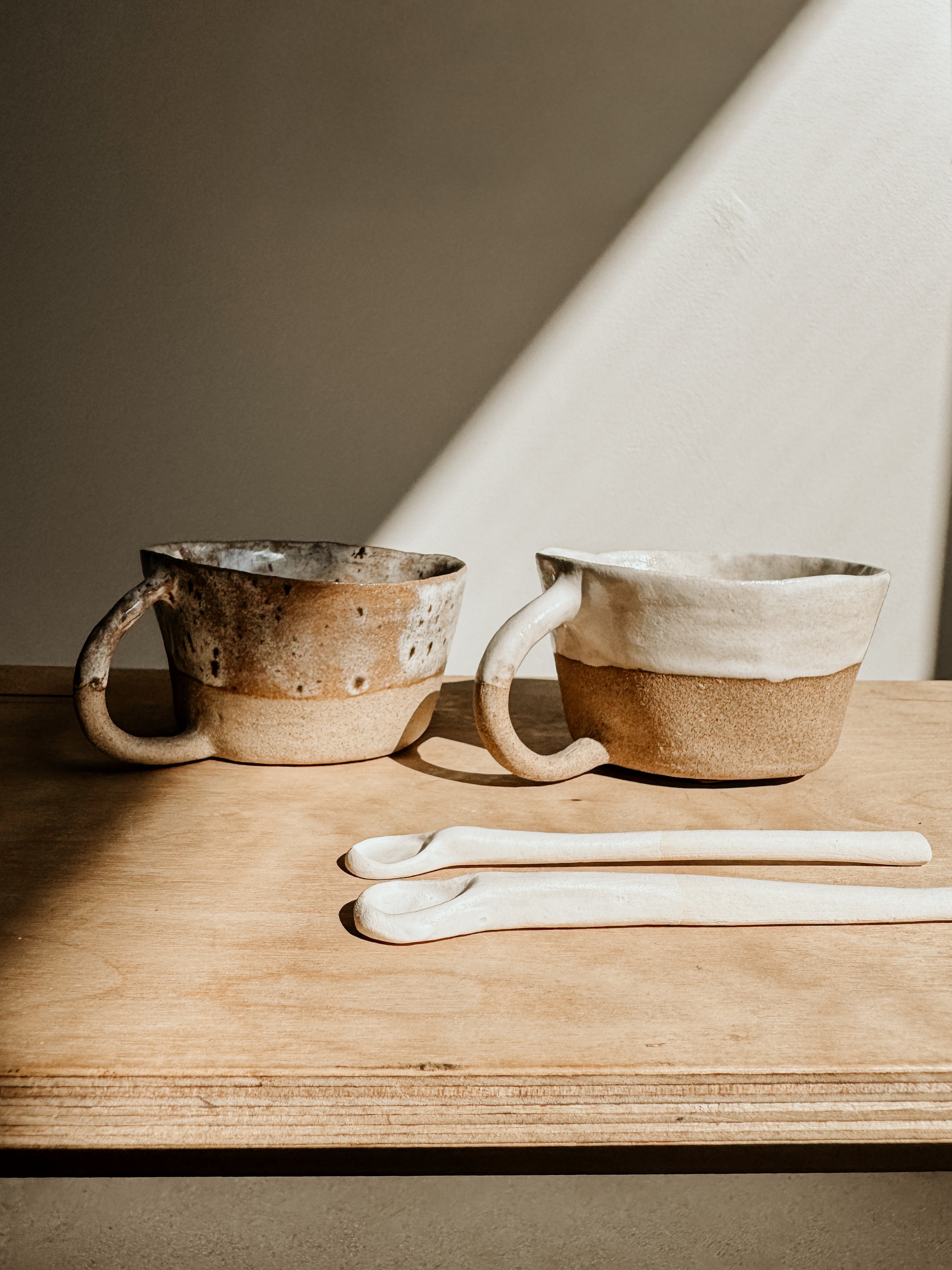 Skinny Handle Mug - Half Dip Speckled | Cream - Shop Adele Catherine 