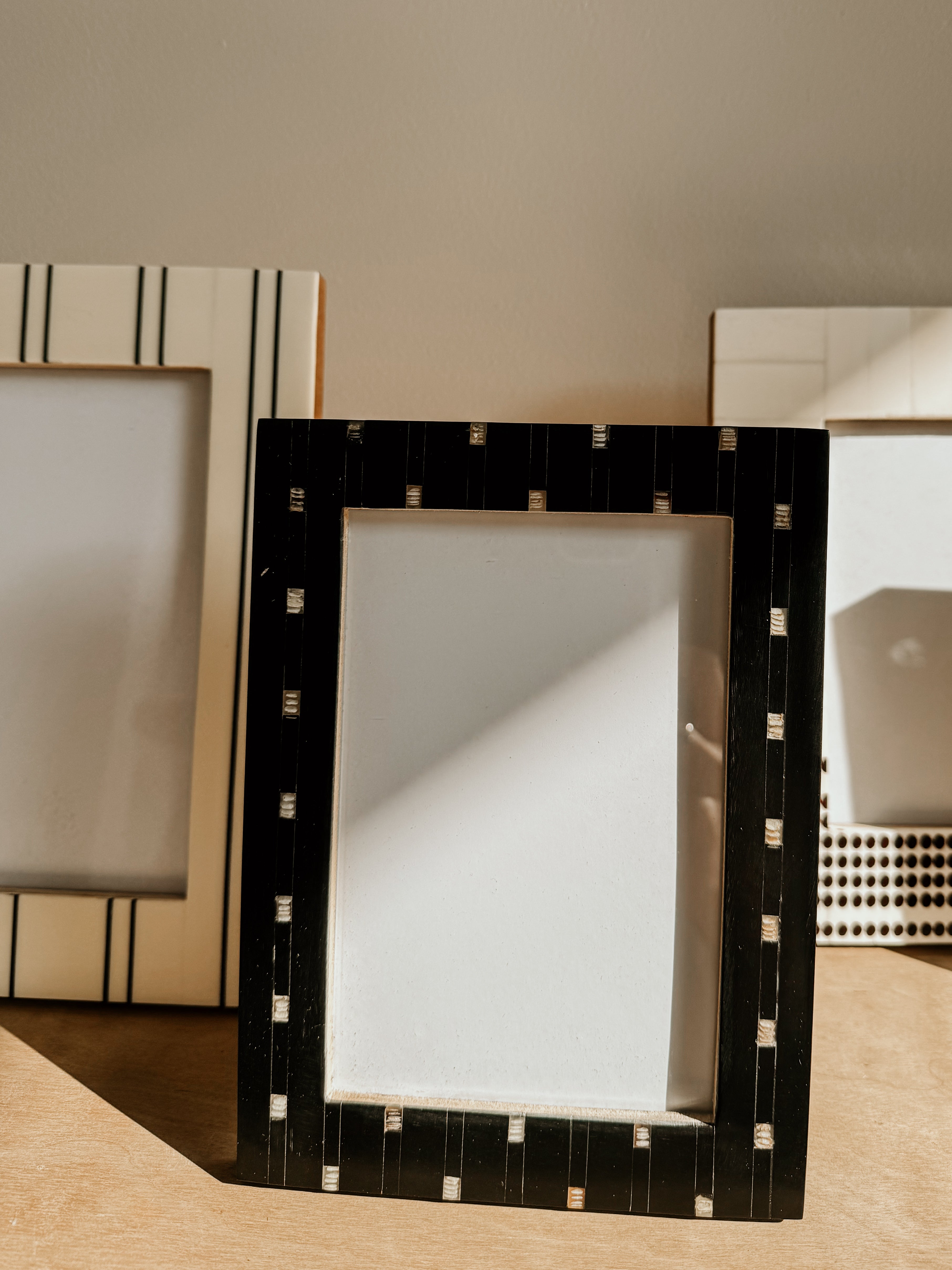 Resin Frame With Horn Inlay | Black & Natural - Shop Adele Catherine 