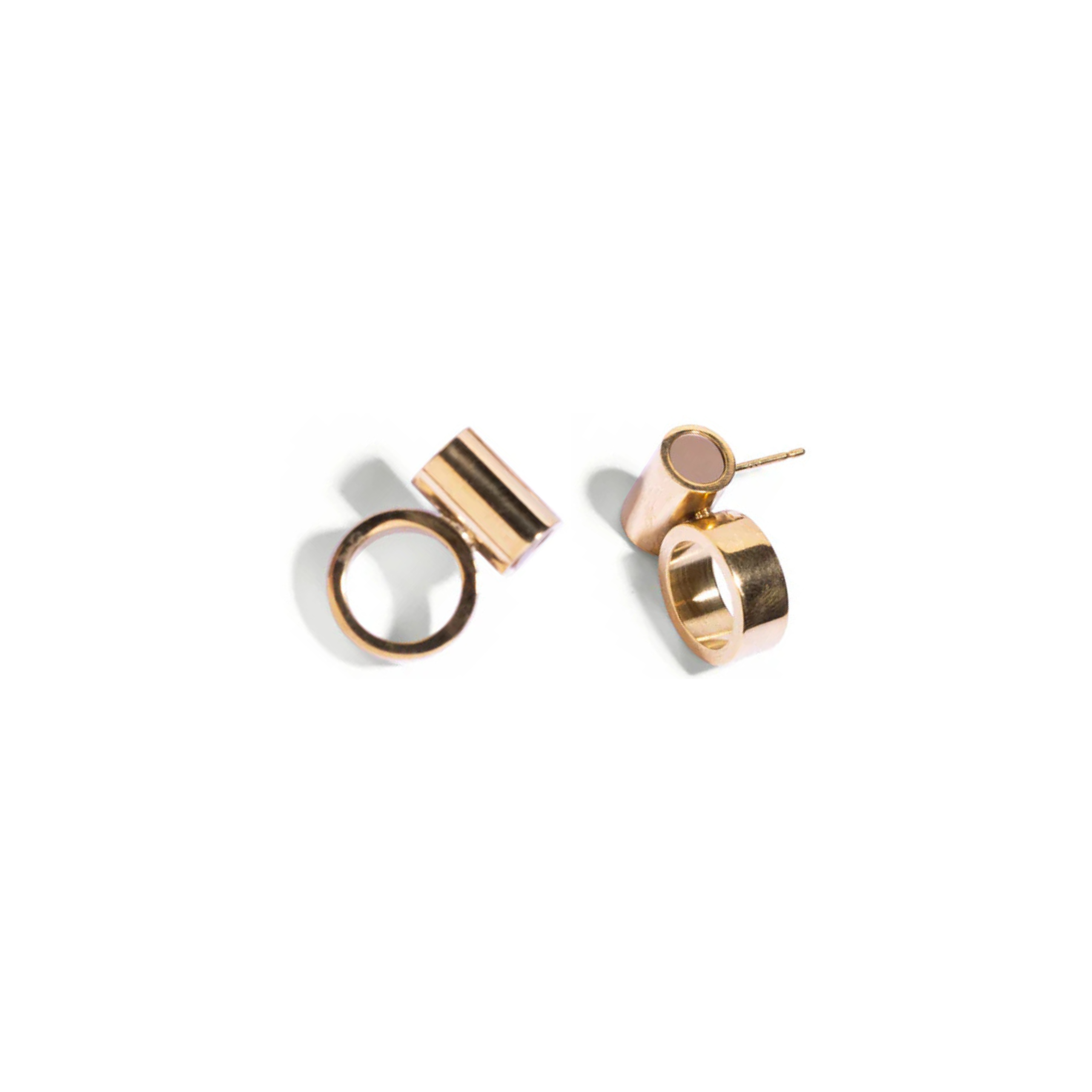 Iloni Designer Jewellery Horizon brass earrings with stone accents, showcasing elegant, handcrafted jewelry design.