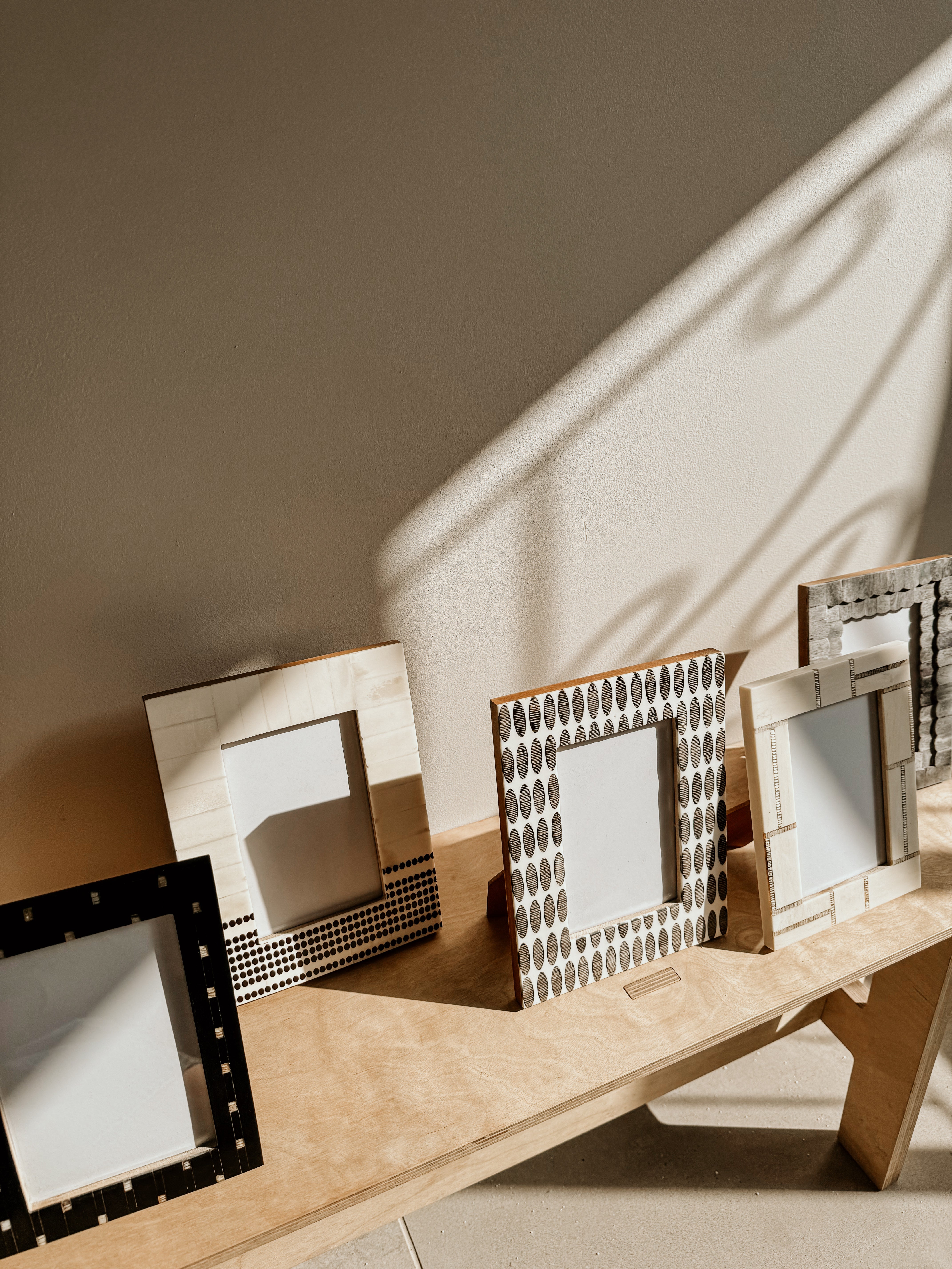 Bone Frame With Dotted Stripes | Ivory & Brown - Shop Adele Catherine 