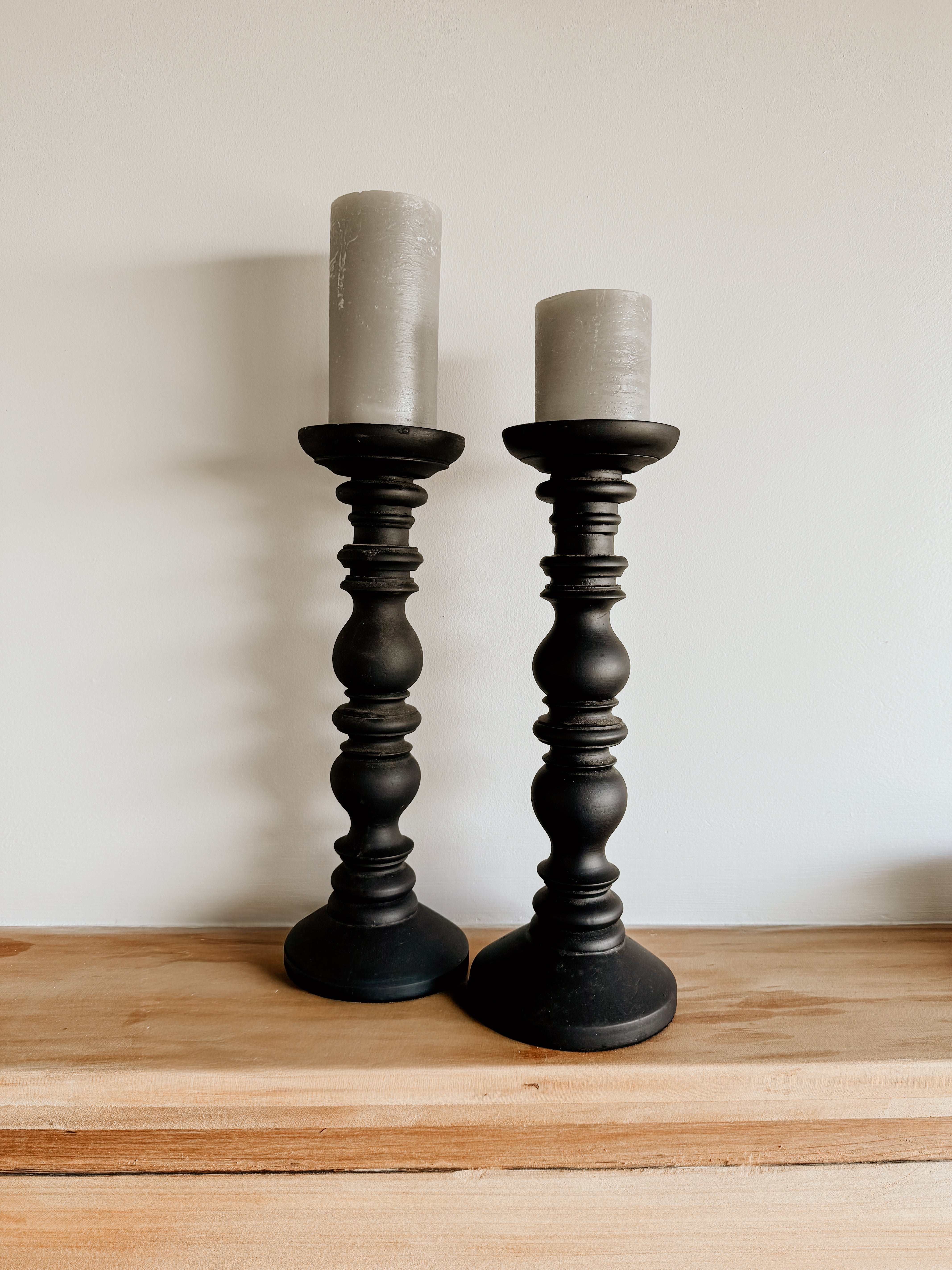 Mango Wood Candle Stick | Matte Black - Shop Adele Catherine 