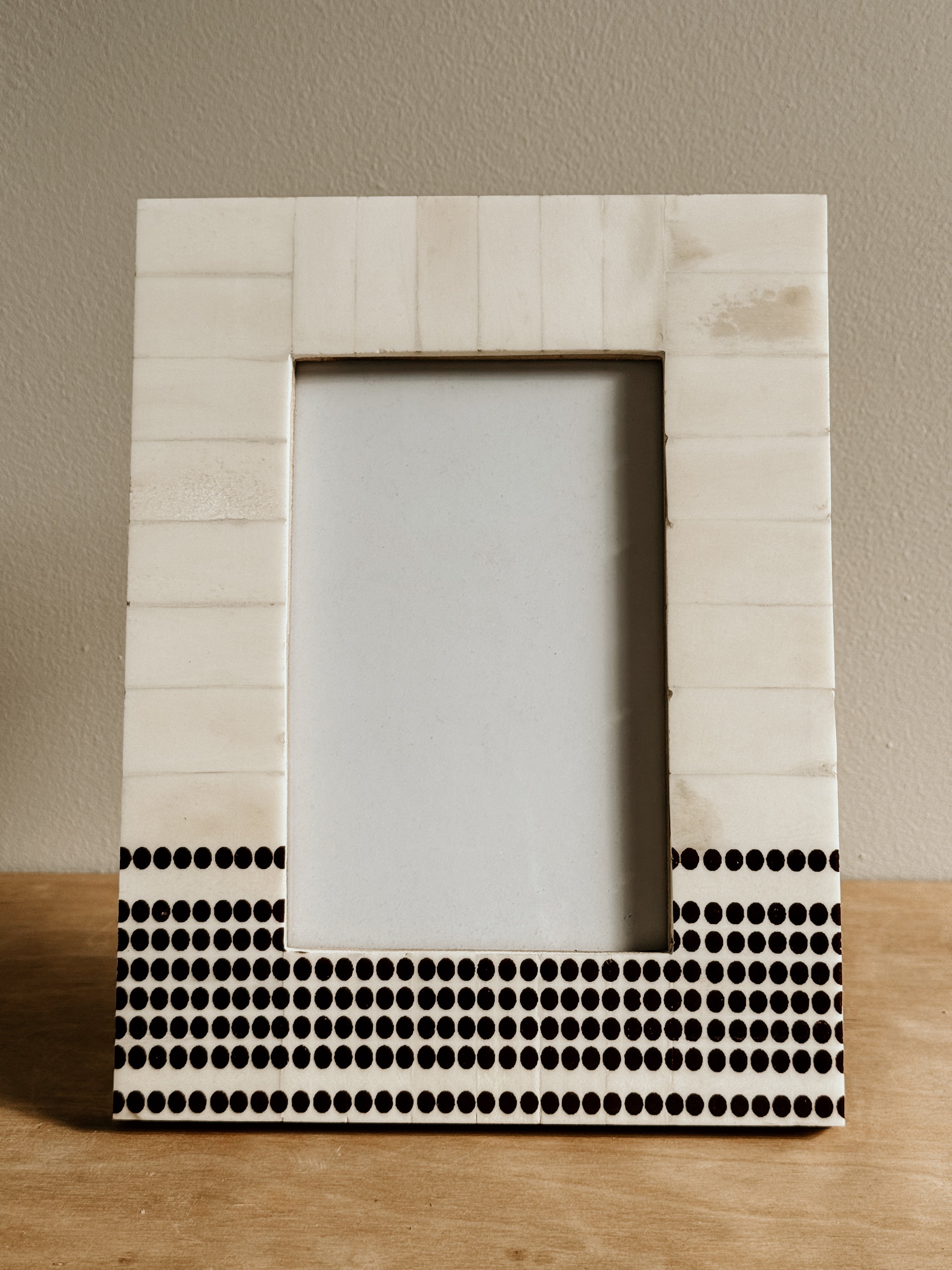 Bone Frame With Dotted Stripes | Ivory & Brown - Shop Adele Catherine 