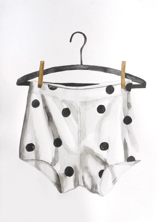 A black and white Brooks on the Line Dots artwork by Adele Schmitz, displayed on a white background.