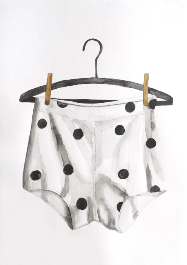 A black and white Brooks on the Line Dots artwork by Adele Schmitz, displayed on a white background.