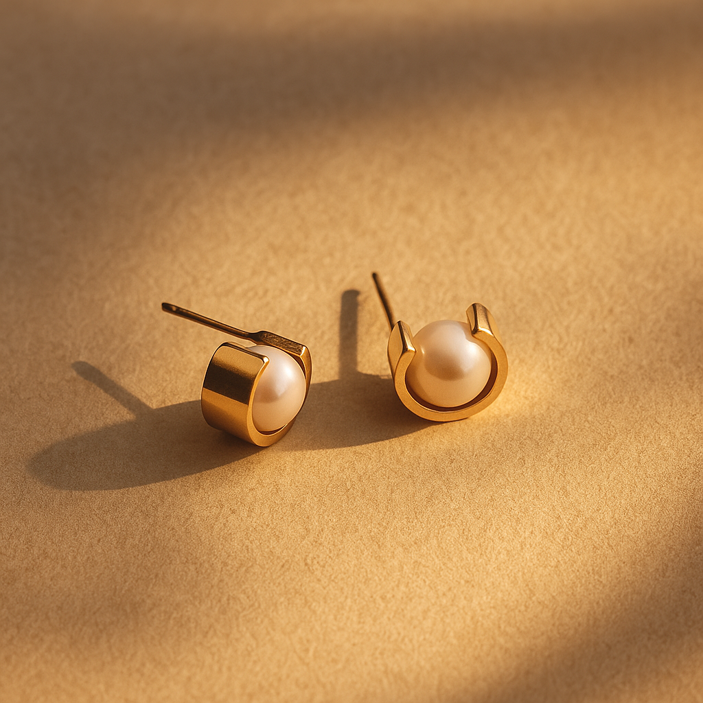 Full Moon Earring | Brass White - Shop Adele Catherine 