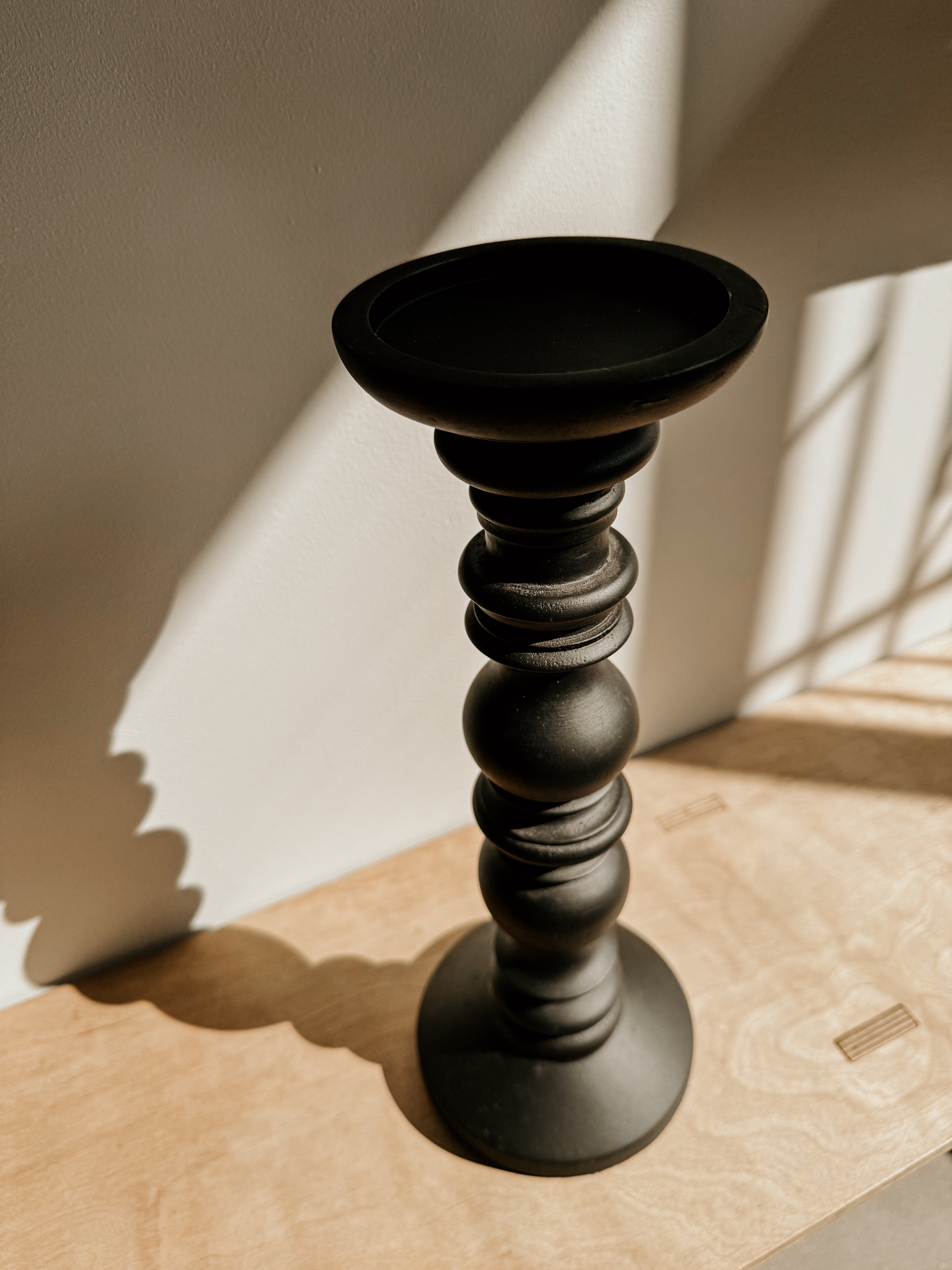 Mango Wood Candle Stick | Matte Black - Shop Adele Catherine 