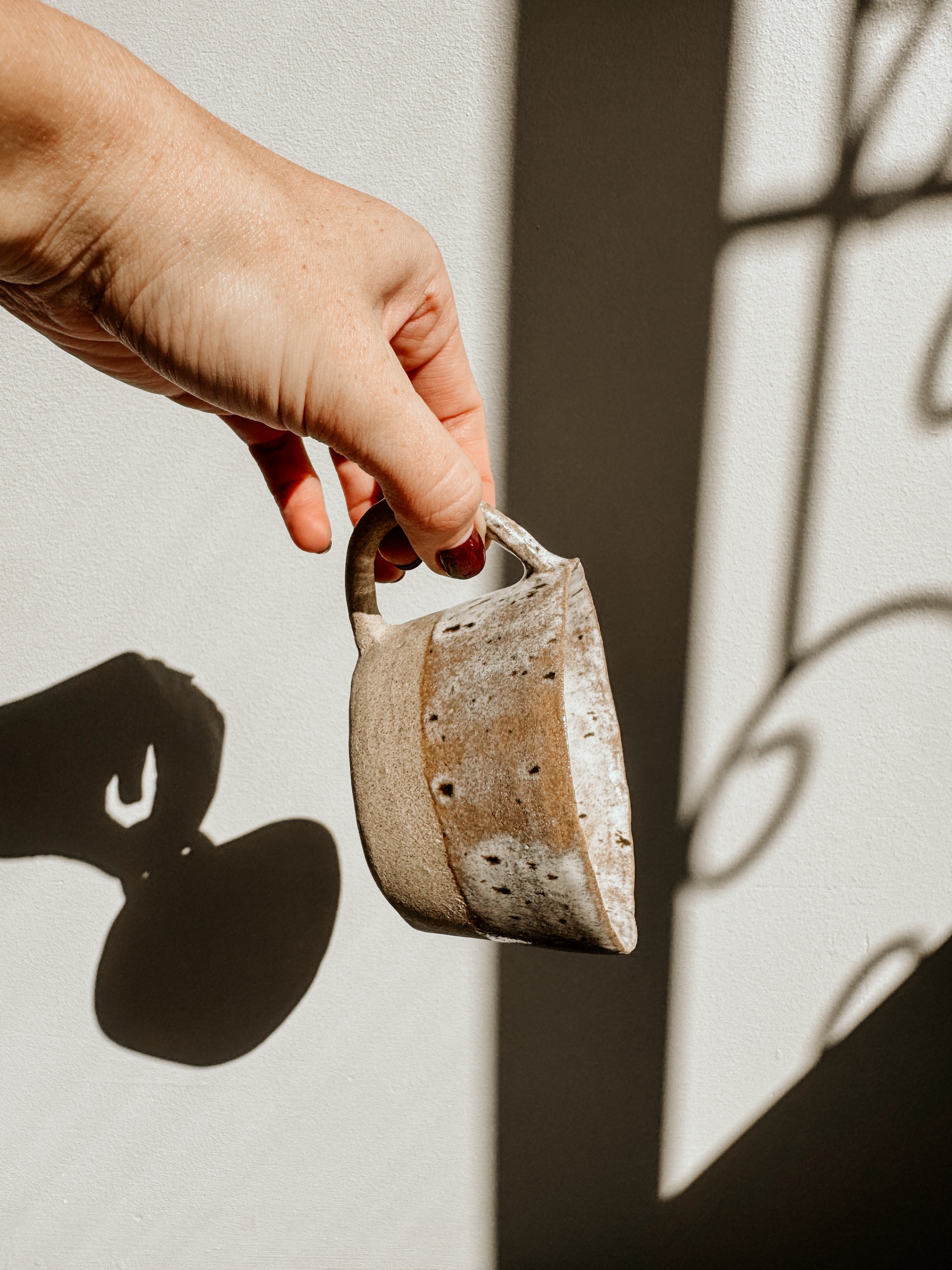 Skinny Handle Mug - Half Dip Speckled | Cream - Shop Adele Catherine 