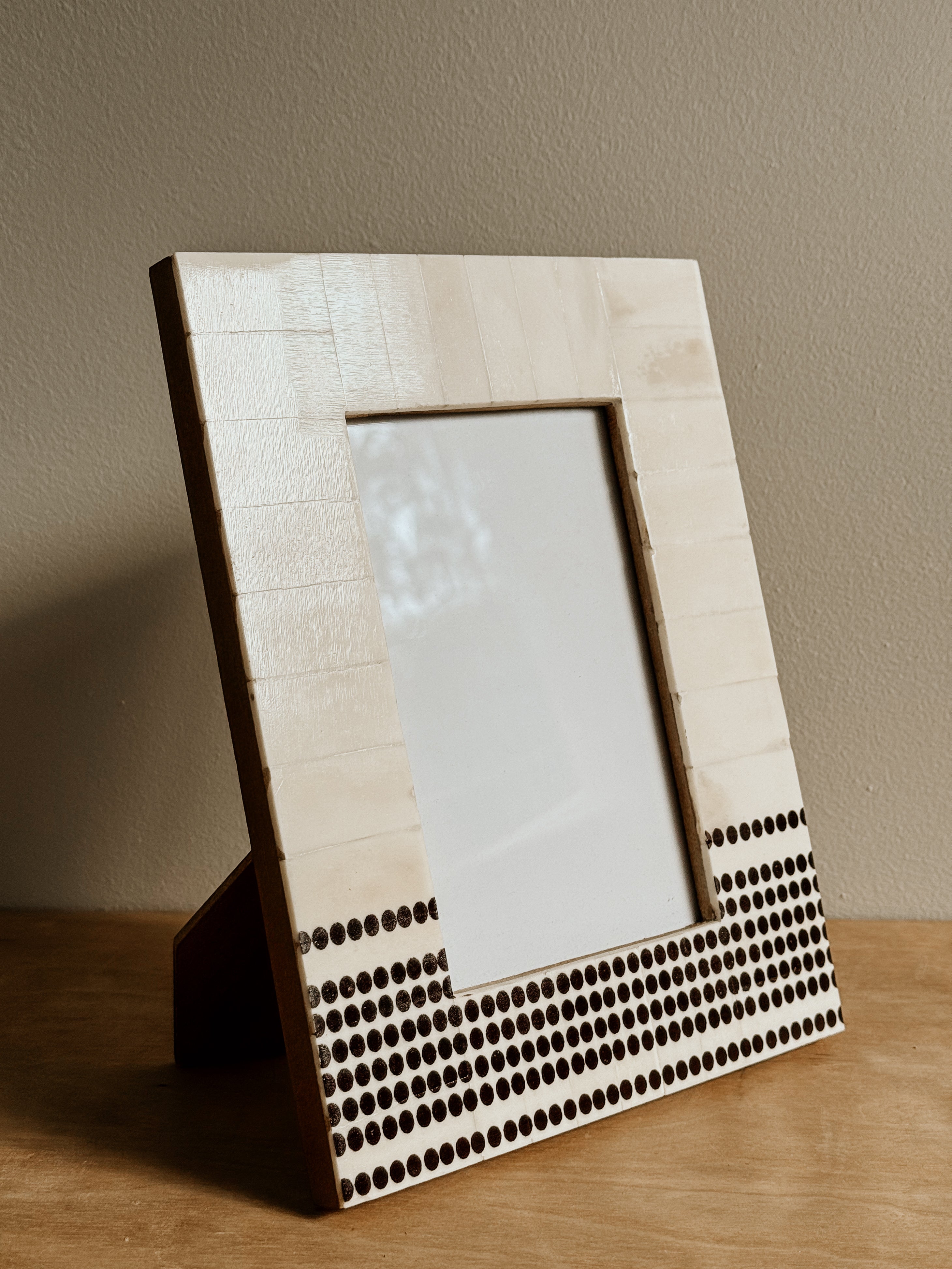 Bone Frame With Dotted Stripes | Ivory & Brown - Shop Adele Catherine 
