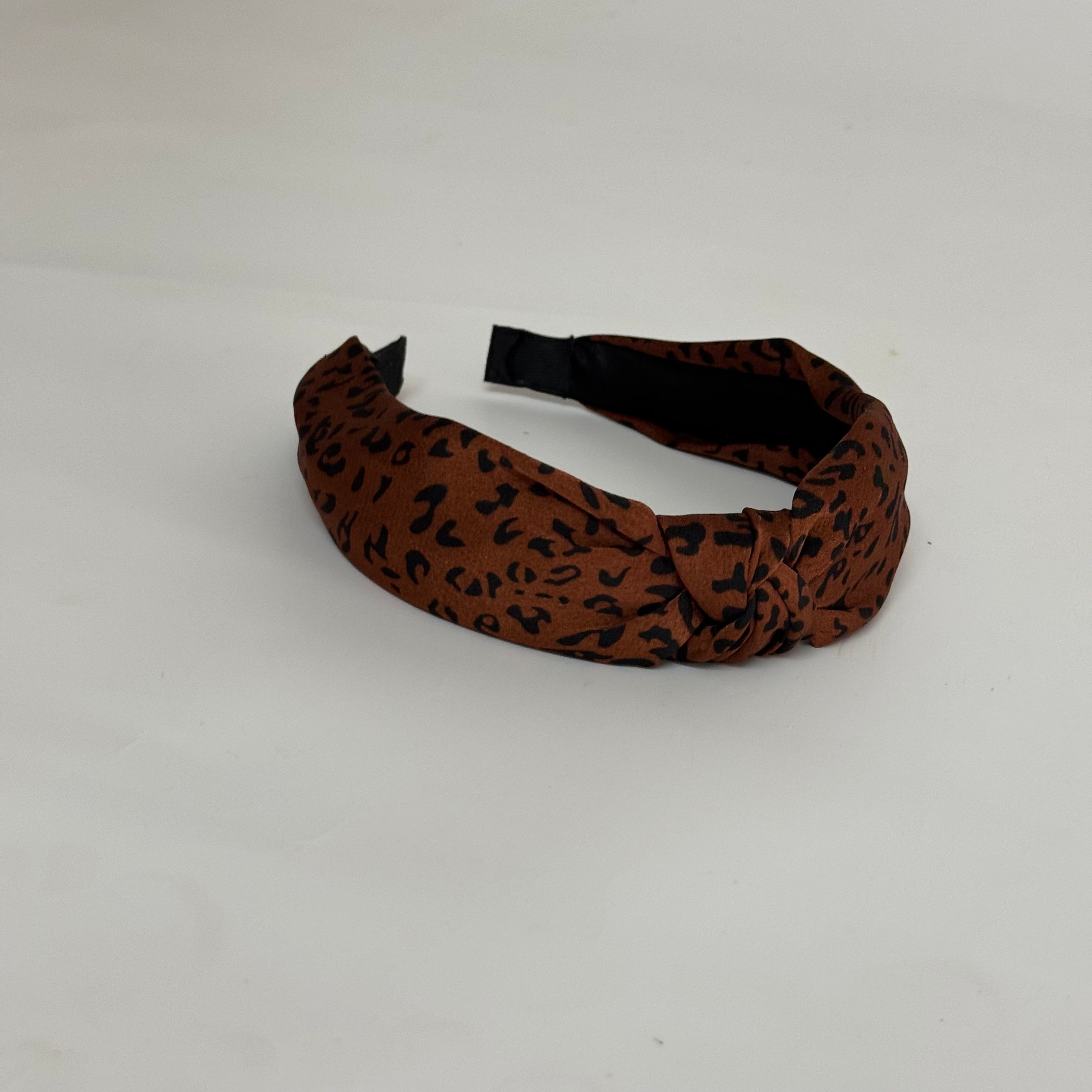 Satin leopard bow band