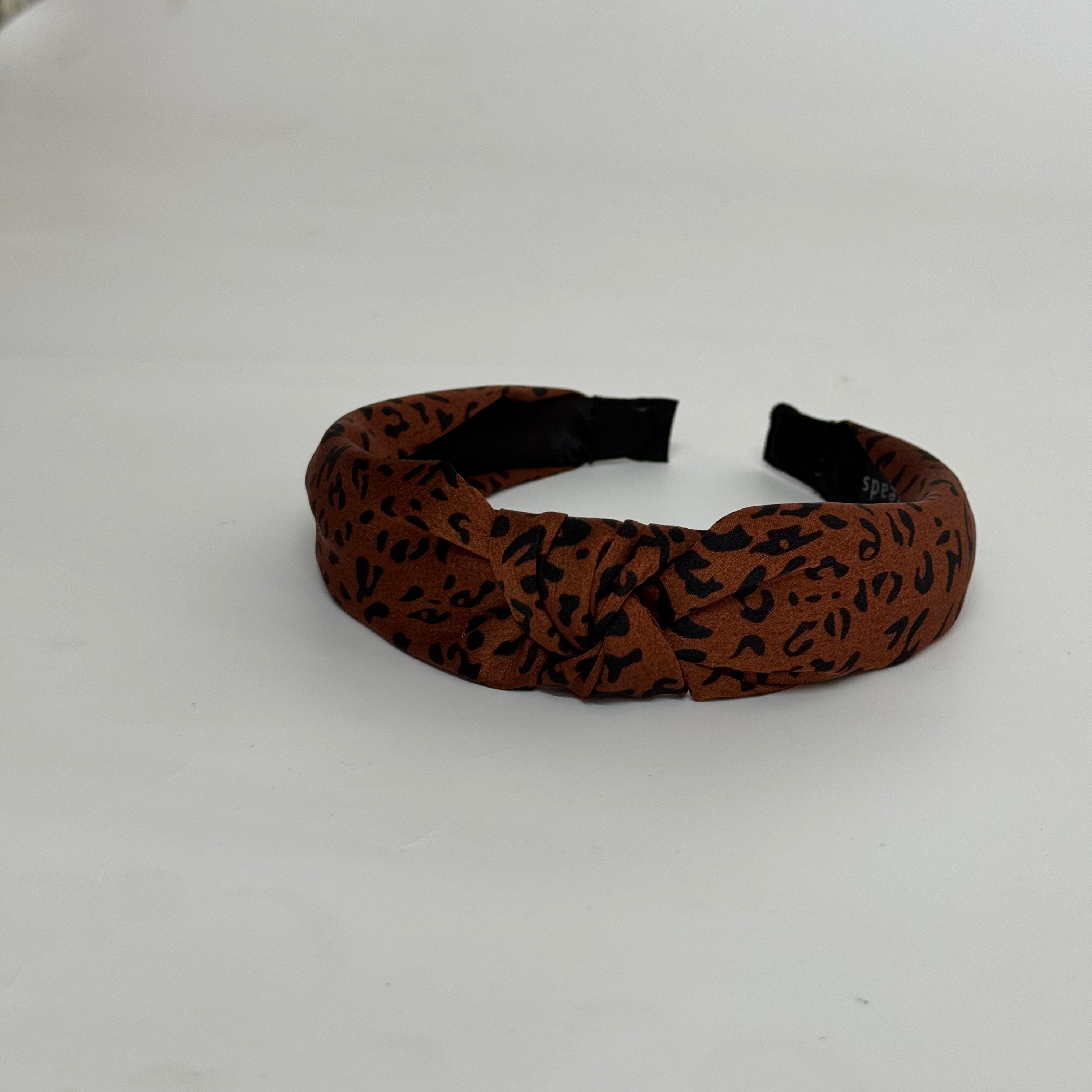 Satin leopard bow band