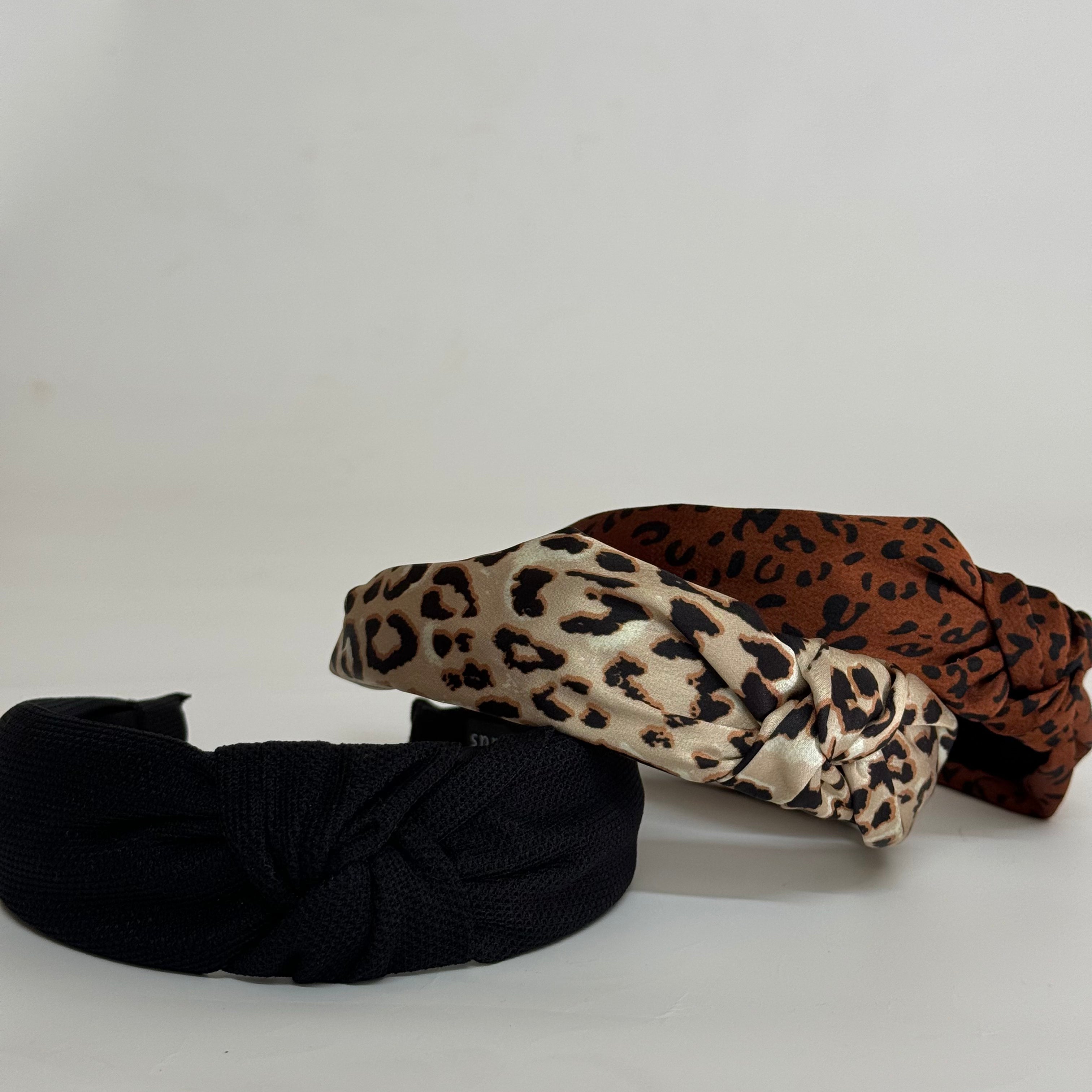 Satin leopard bow band