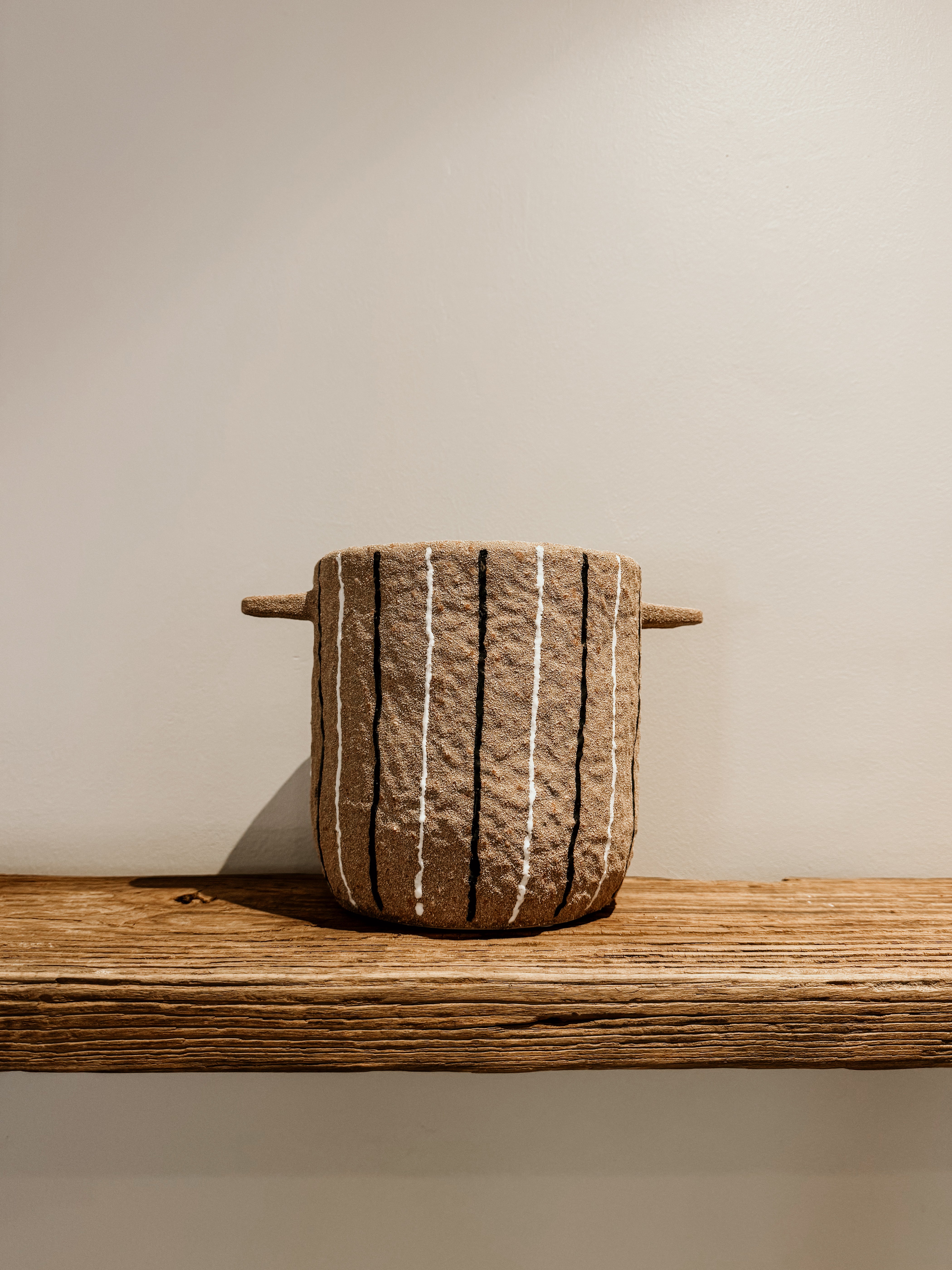 Pot | Terracotta | White & Black Stripe - Shop Adele Catherine 