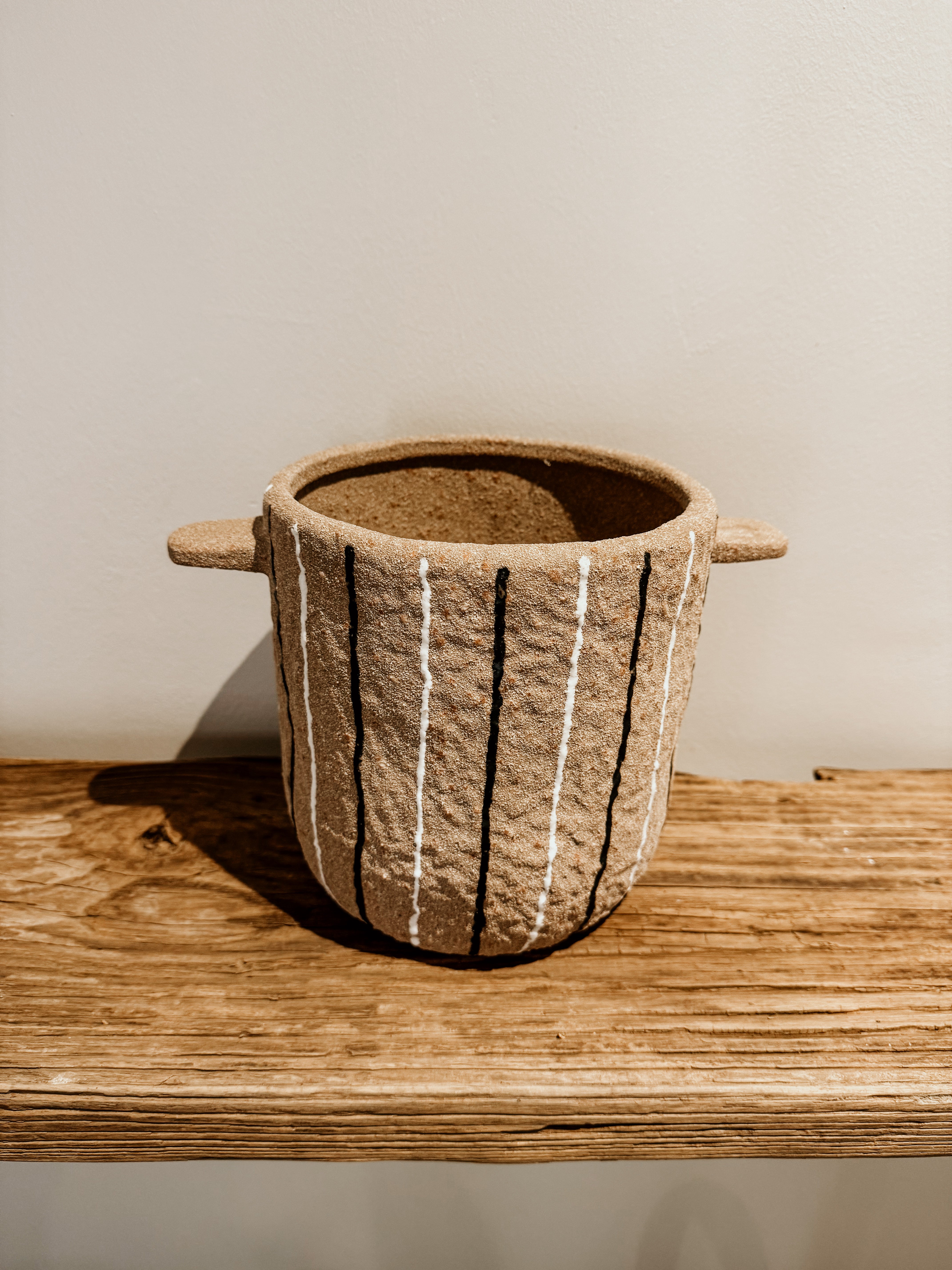Pot | Terracotta | White & Black Stripe - Shop Adele Catherine 