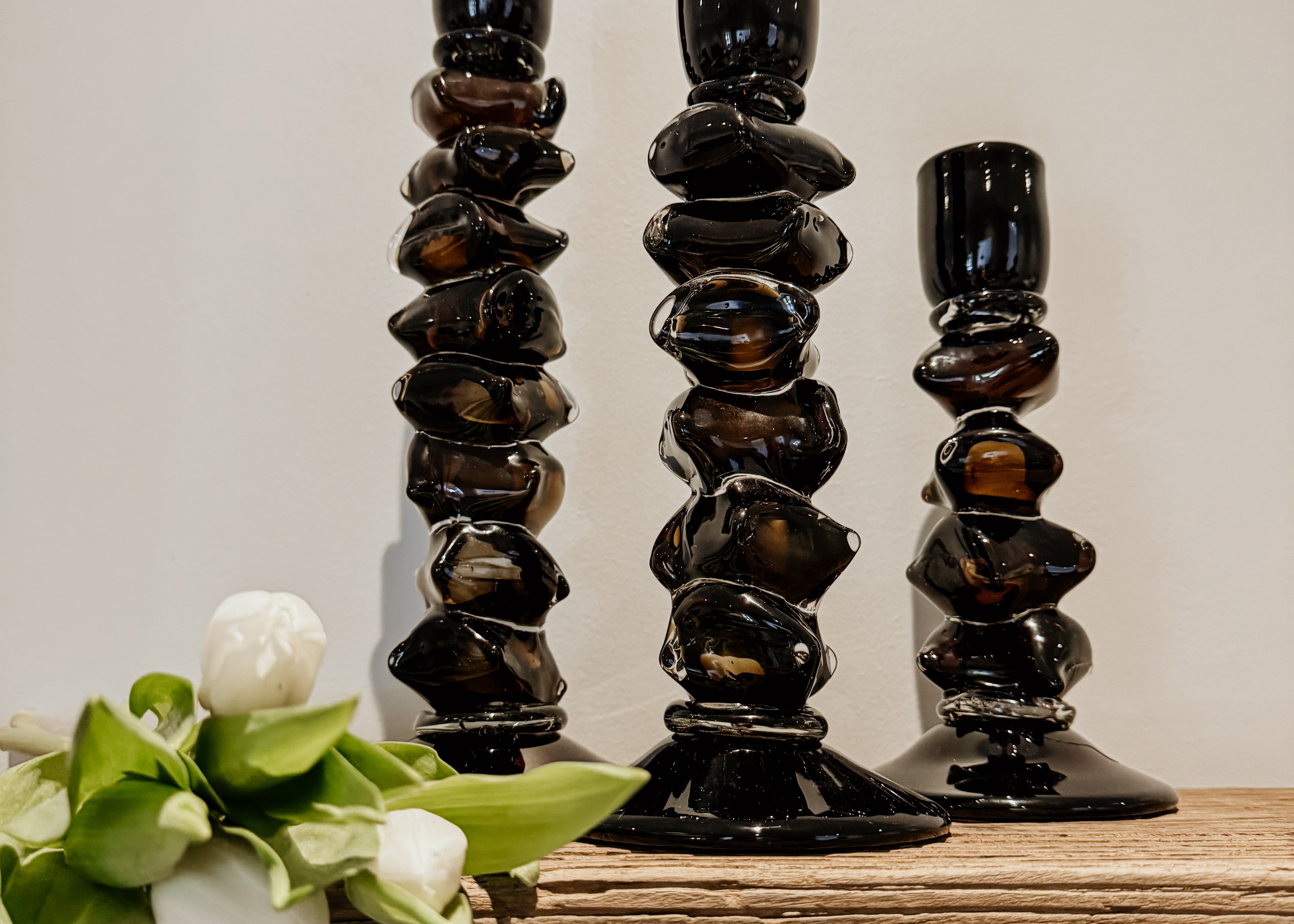 Stone Glass Candle Holder | Brown - Shop Adele Catherine 