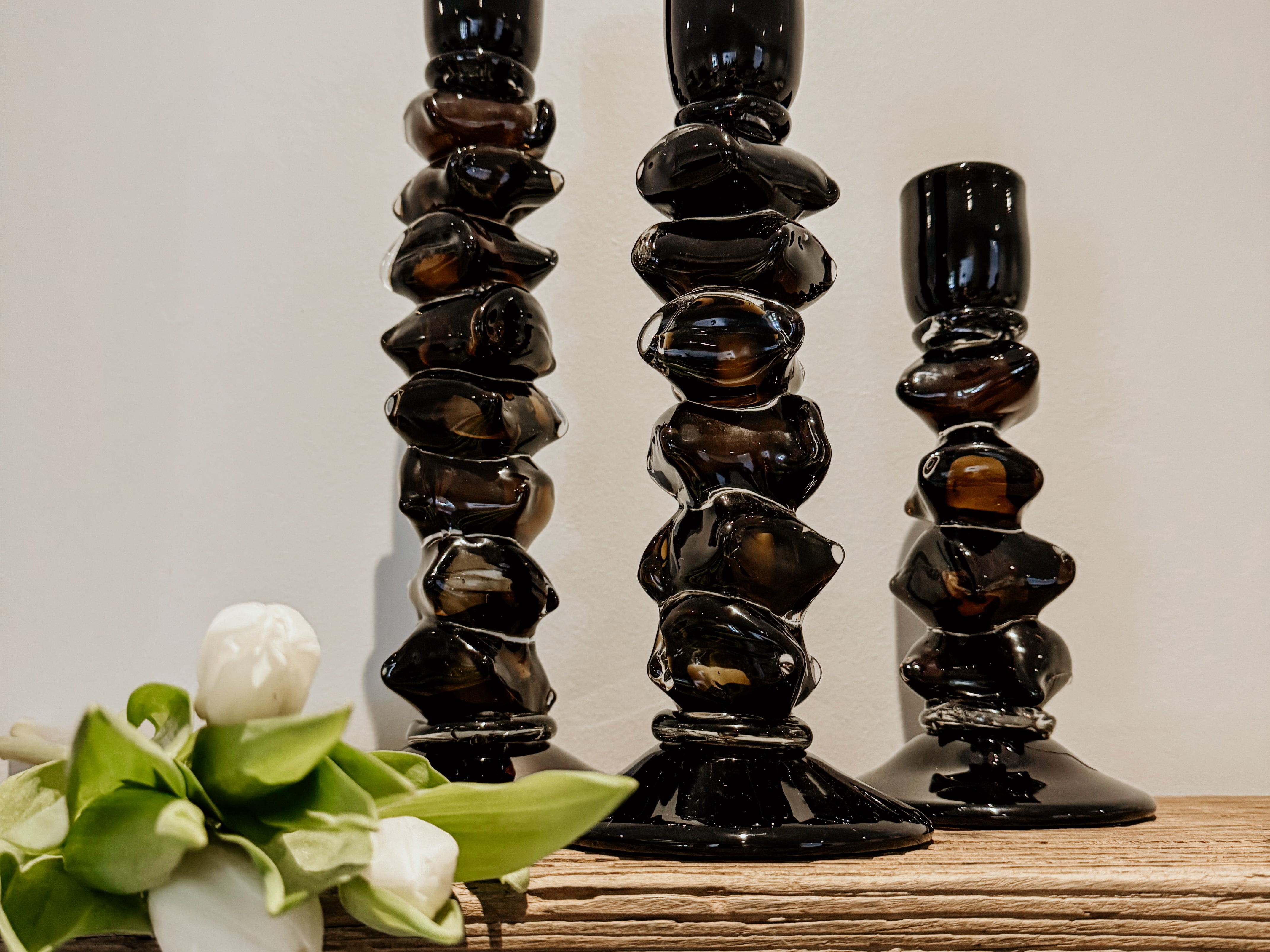 Stone Glass Candle Holder | Brown - Shop Adele Catherine 