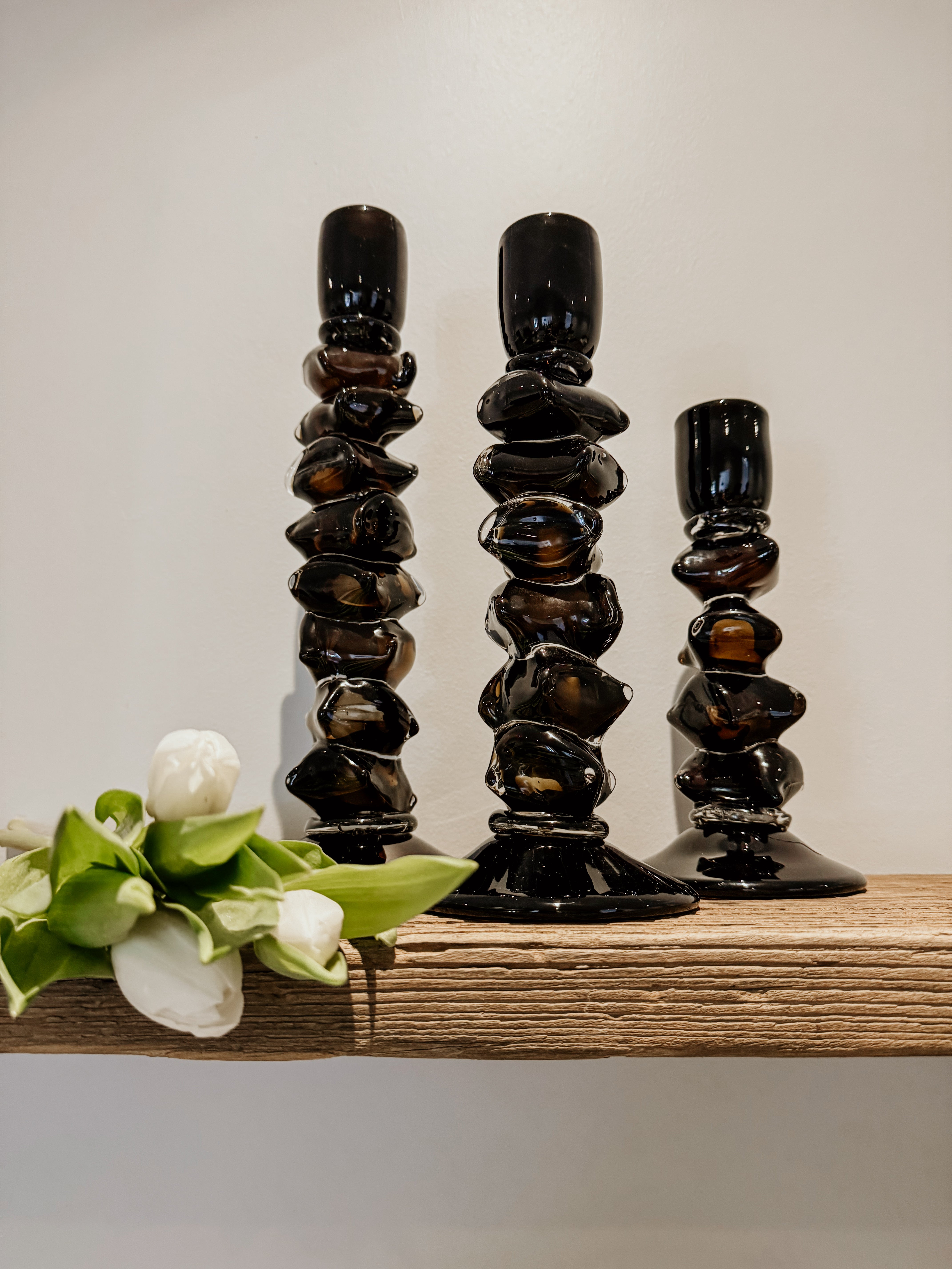 Stone Glass Candle Holder | Brown - Shop Adele Catherine 