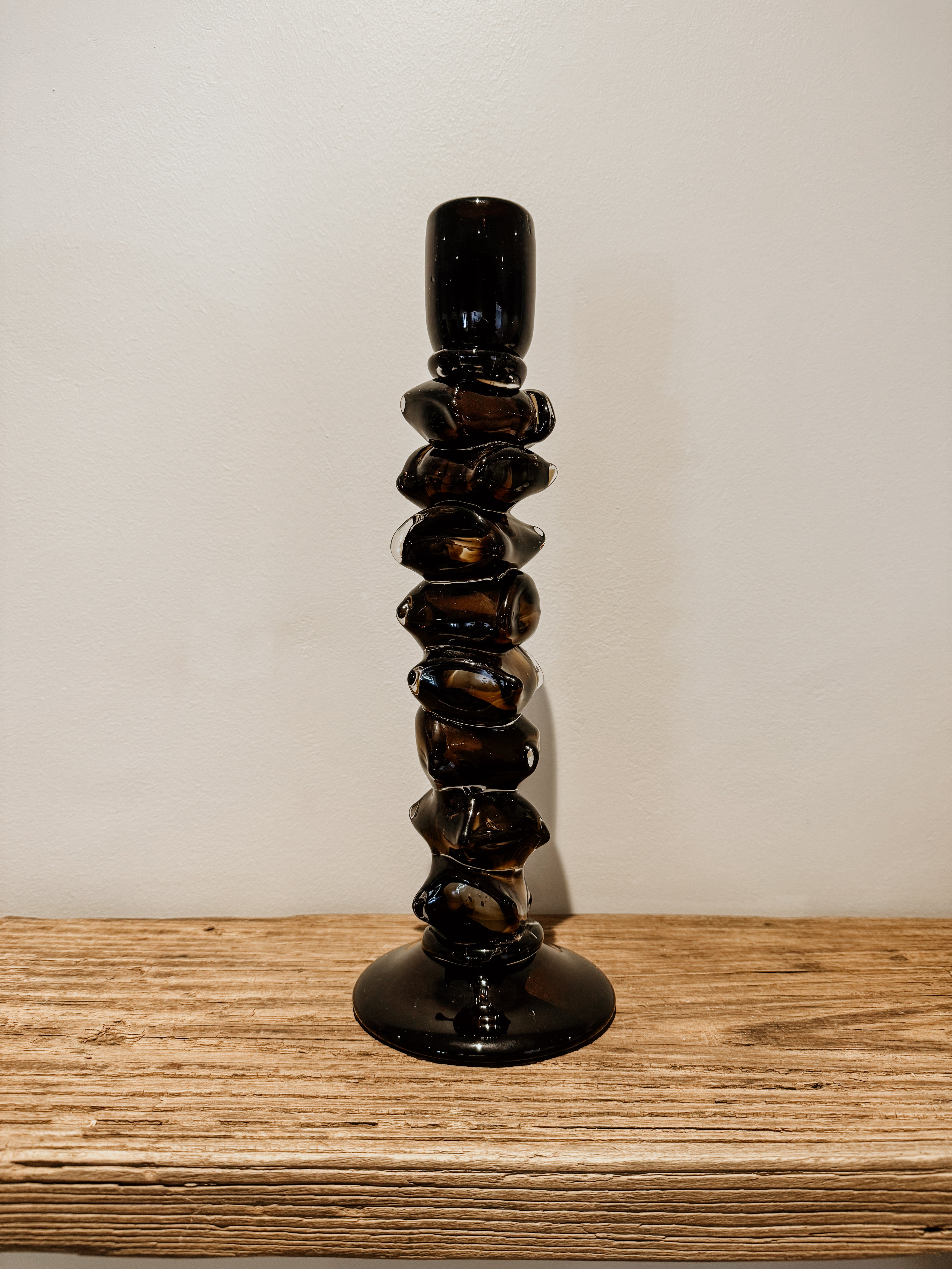 Stone Glass Candle Holder | Brown - Shop Adele Catherine 