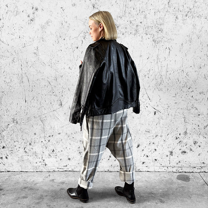 Check Low-Crotch Pants - Shop Adele Catherine 