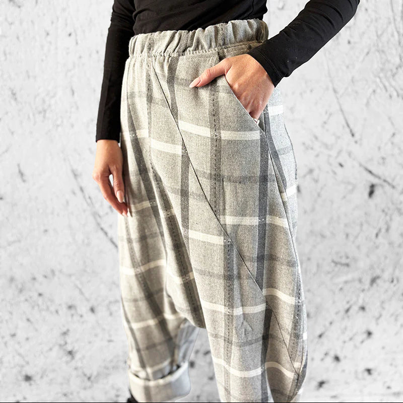 Check Low-Crotch Pants - Shop Adele Catherine 