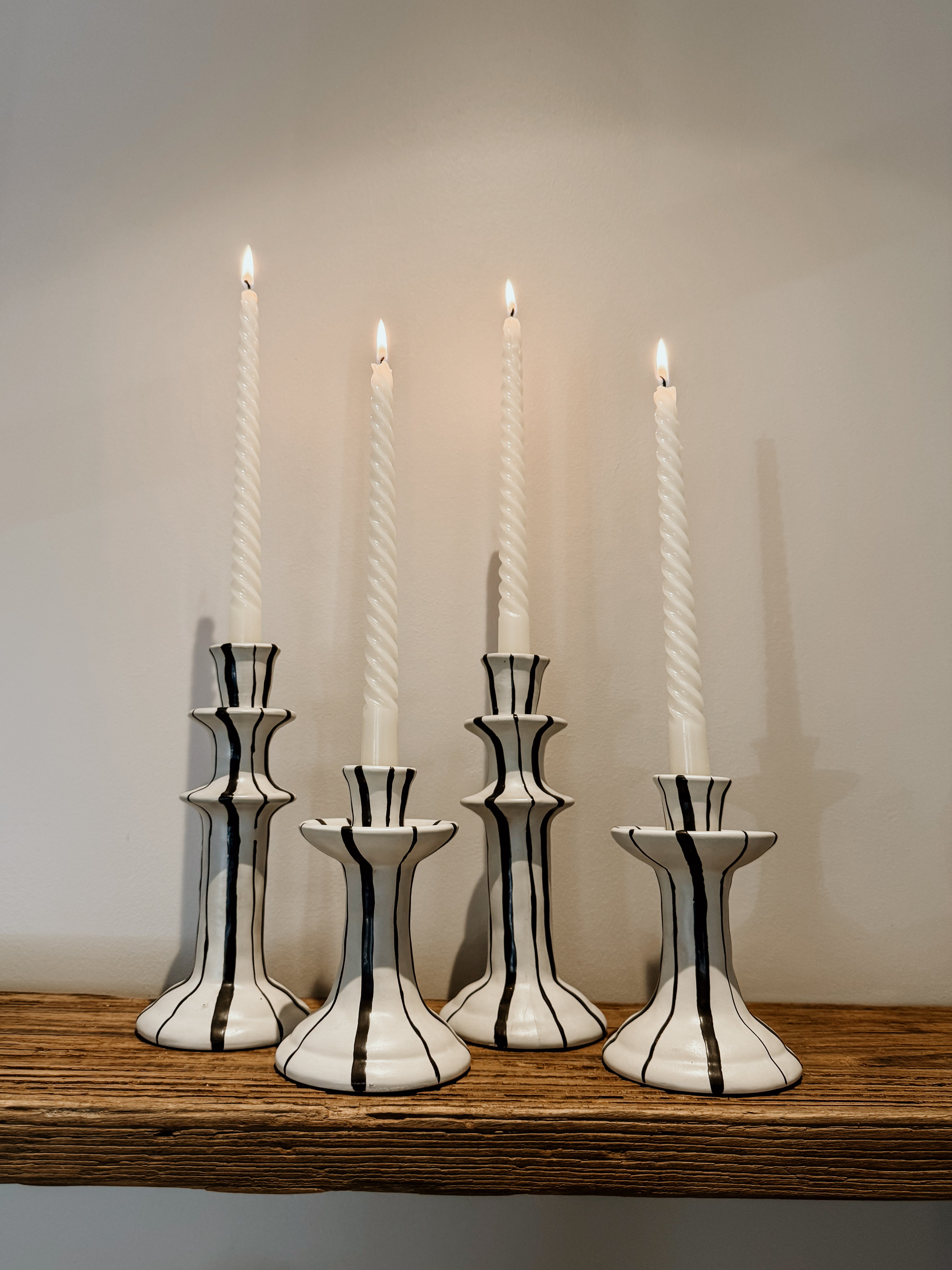 Candle Holder Tall | Black & White Glaze - Shop Adele Catherine 