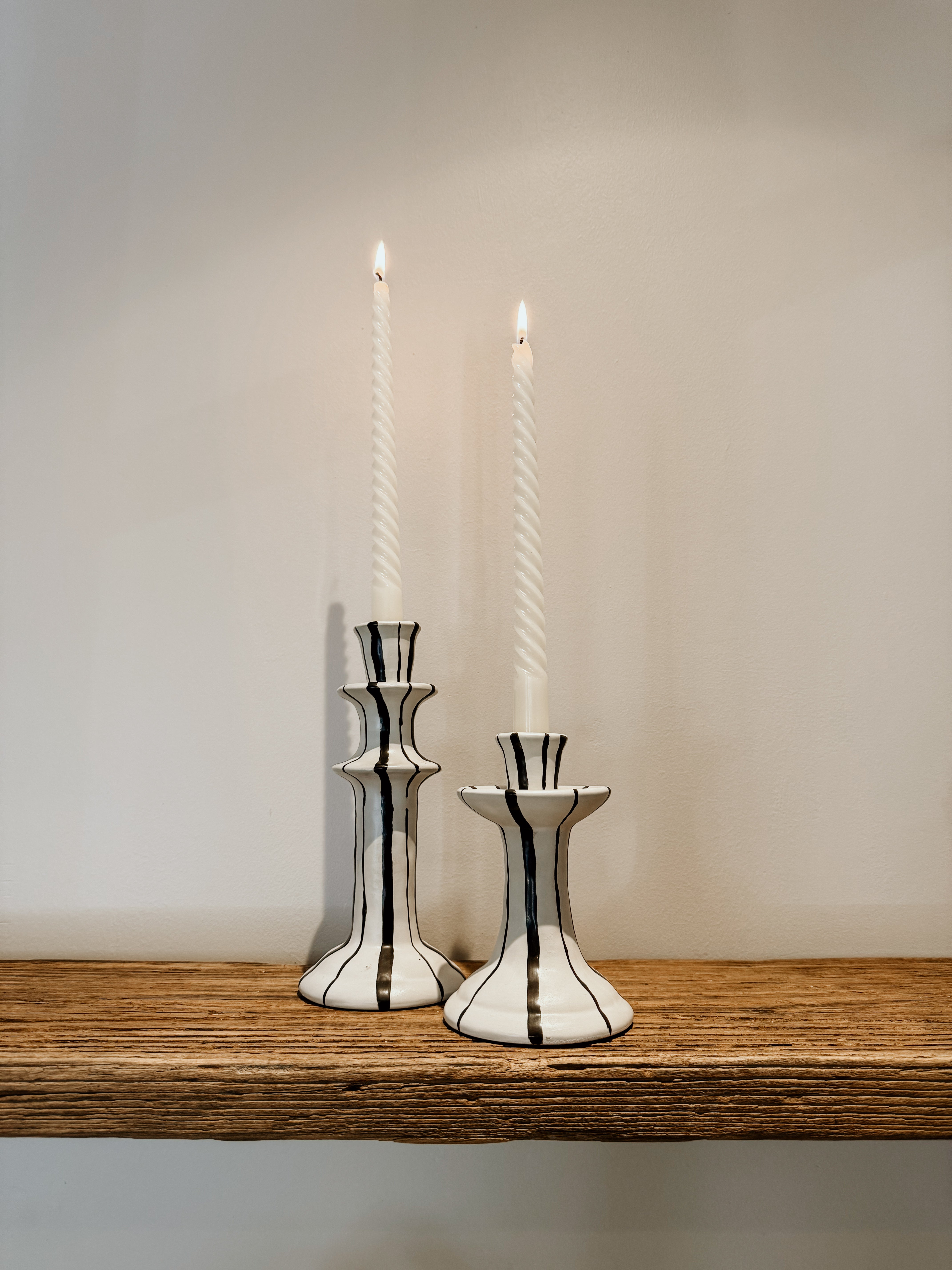 Candle Holder Tall | Black & White Glaze - Shop Adele Catherine 
