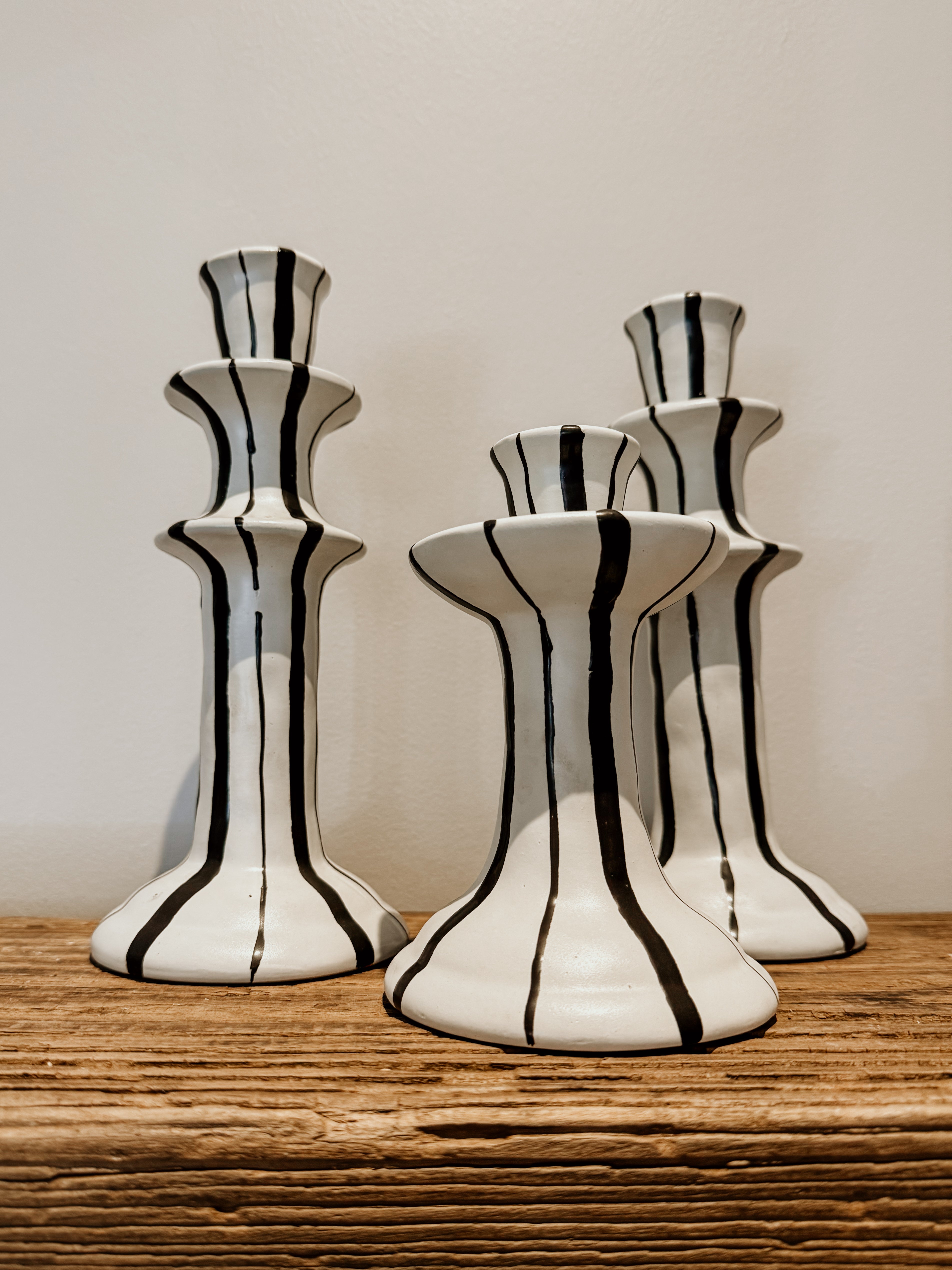 Candle Holder Tall | Black & White Glaze - Shop Adele Catherine 