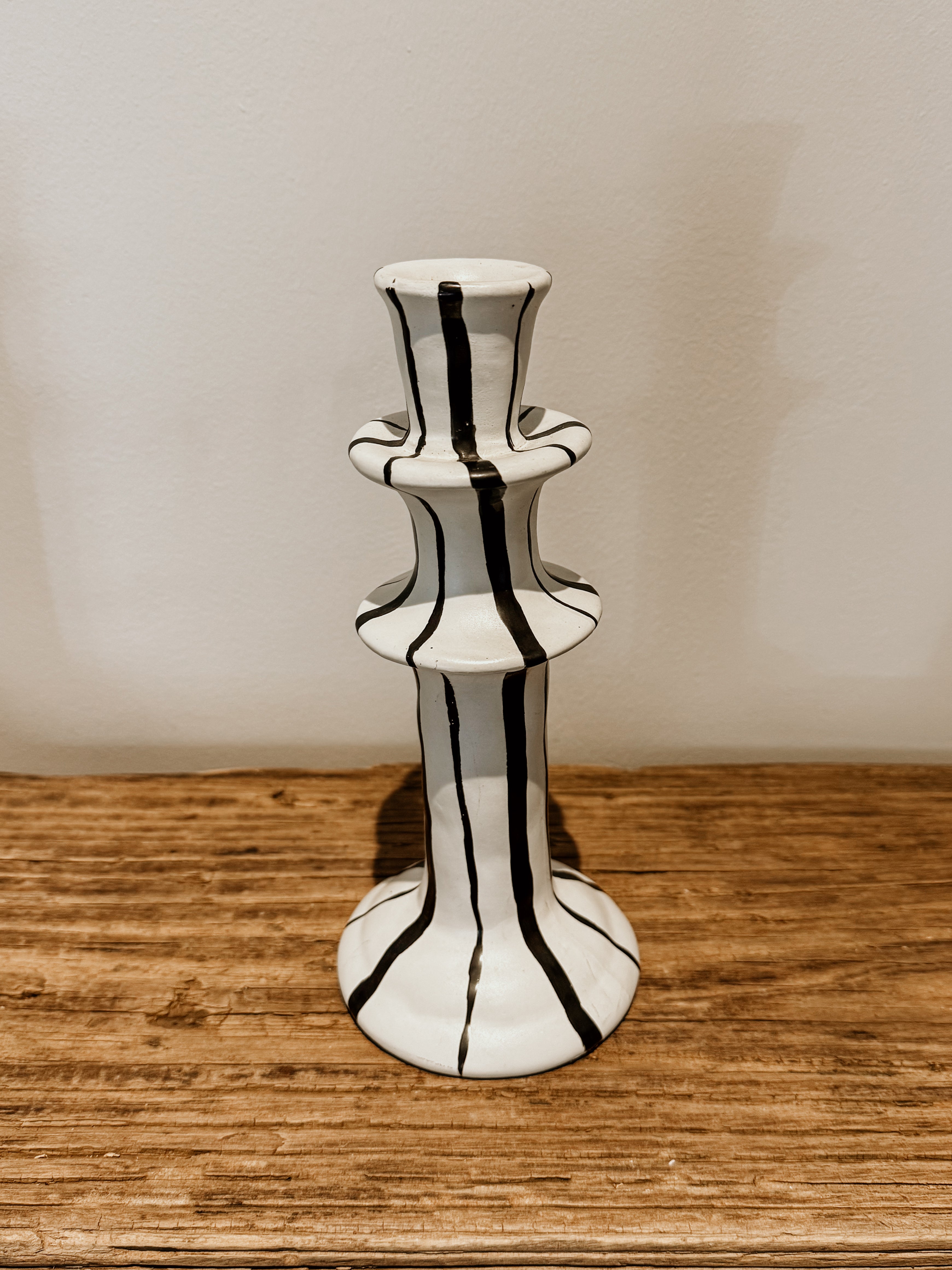 Candle Holder Tall | Black & White Glaze - Shop Adele Catherine 