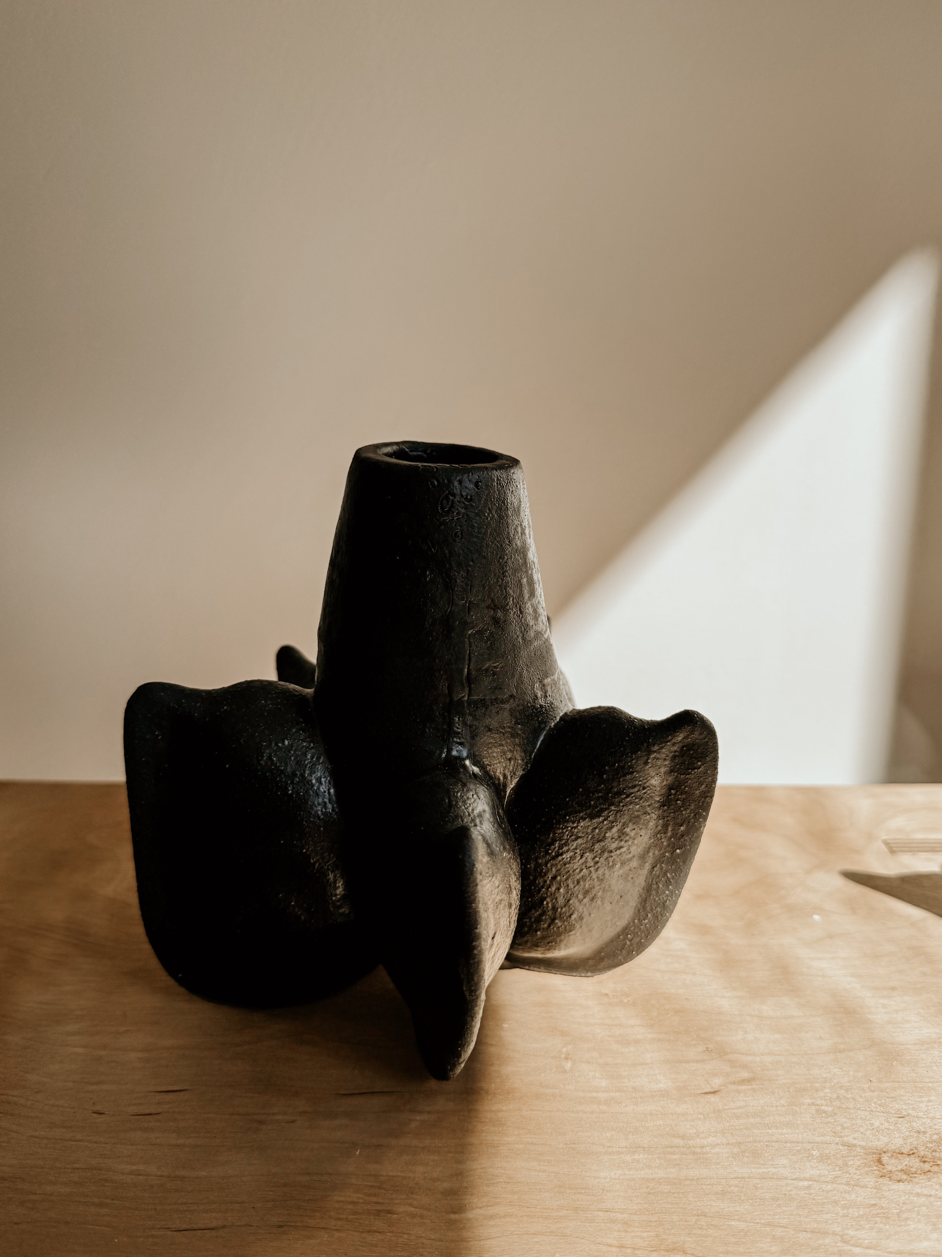 Black Anise Vessel by Delphine, a stylish ceramic container with a smooth finish, perfect for decorative or functional use.