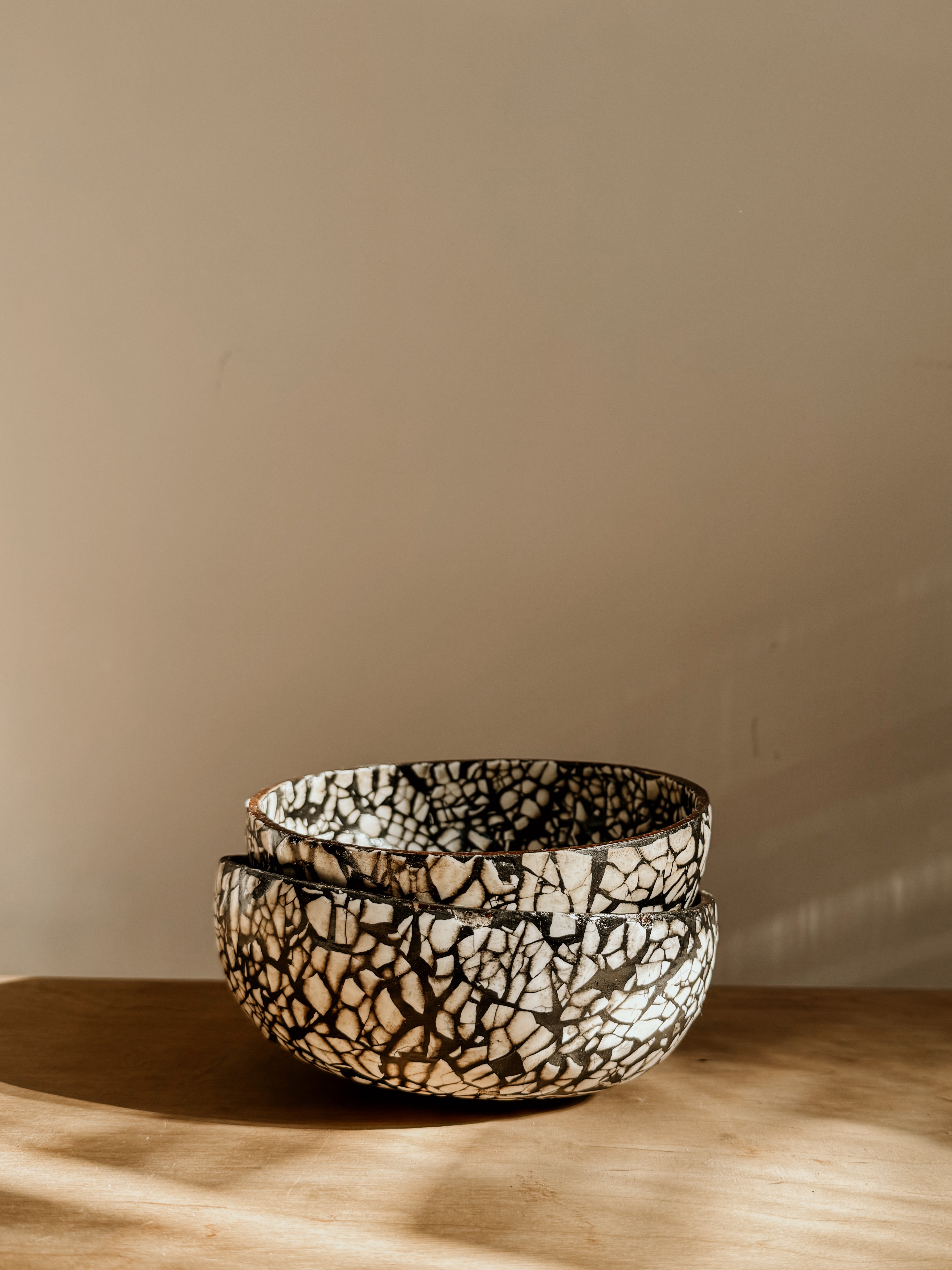 Mop Coconut Bowl | White with Black - Shop Adele Catherine 