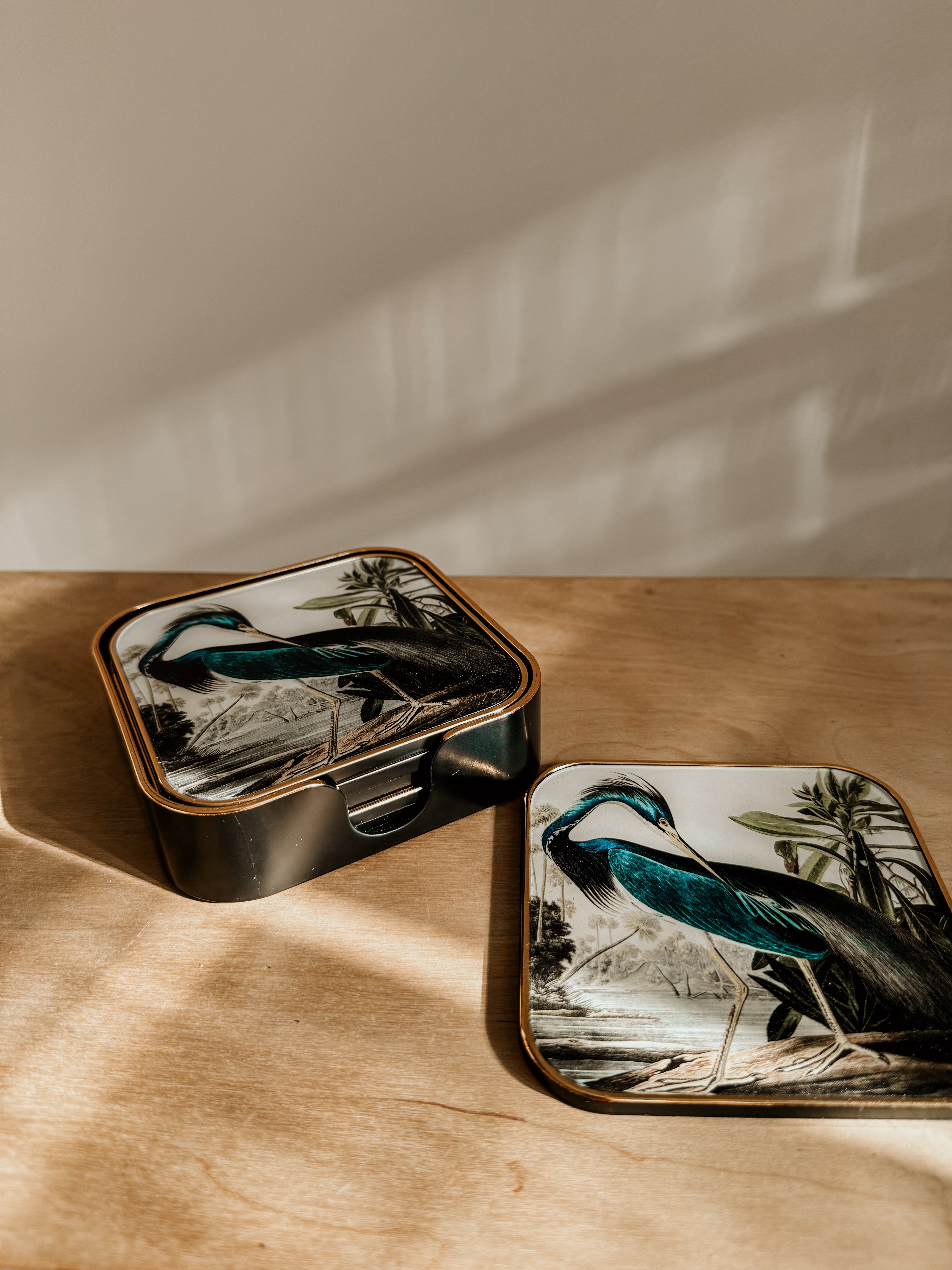Glass Coaster Heron Set of 6 - Shop Adele Catherine 