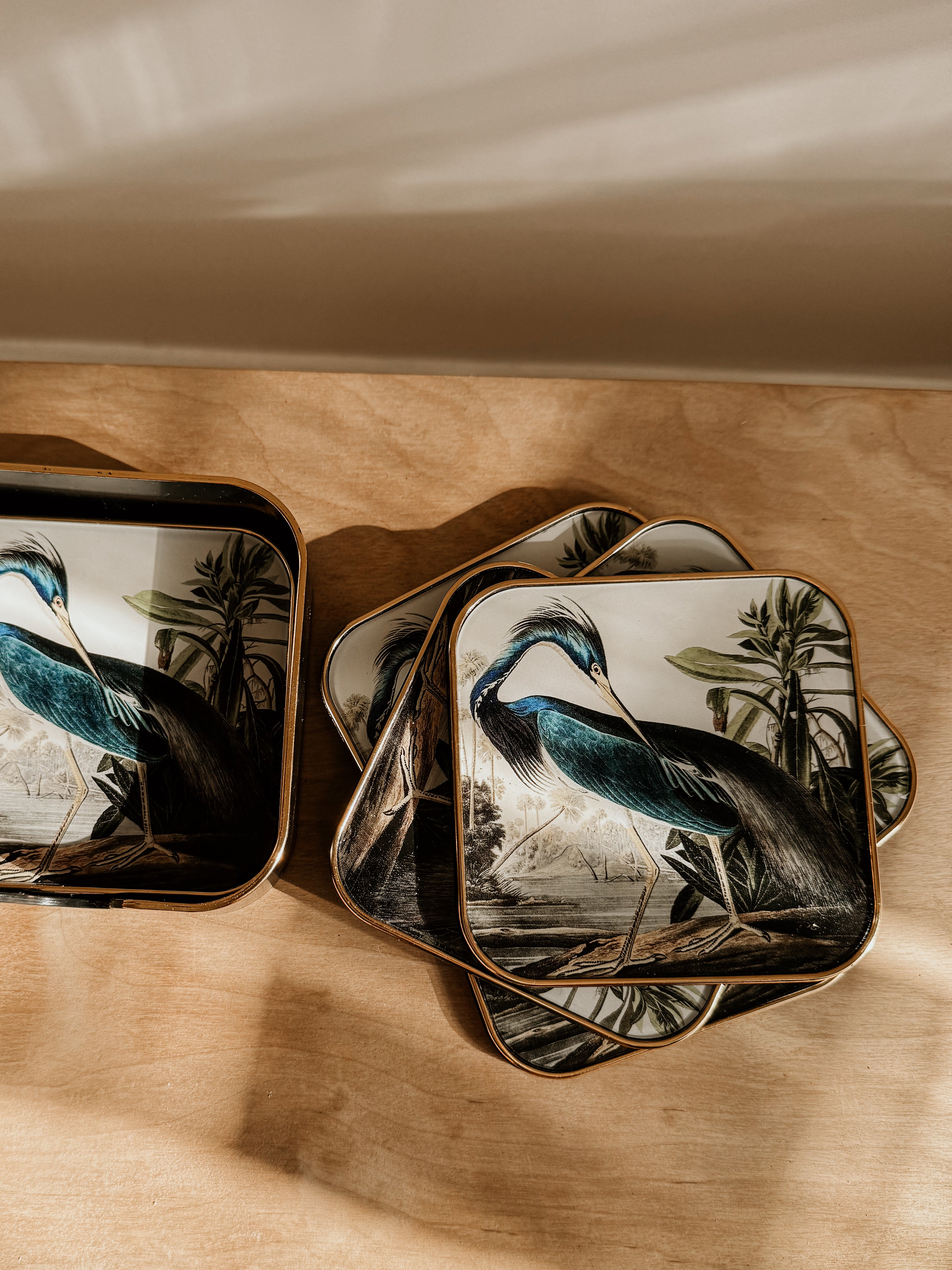 Glass Coaster Heron Set of 6 - Shop Adele Catherine 