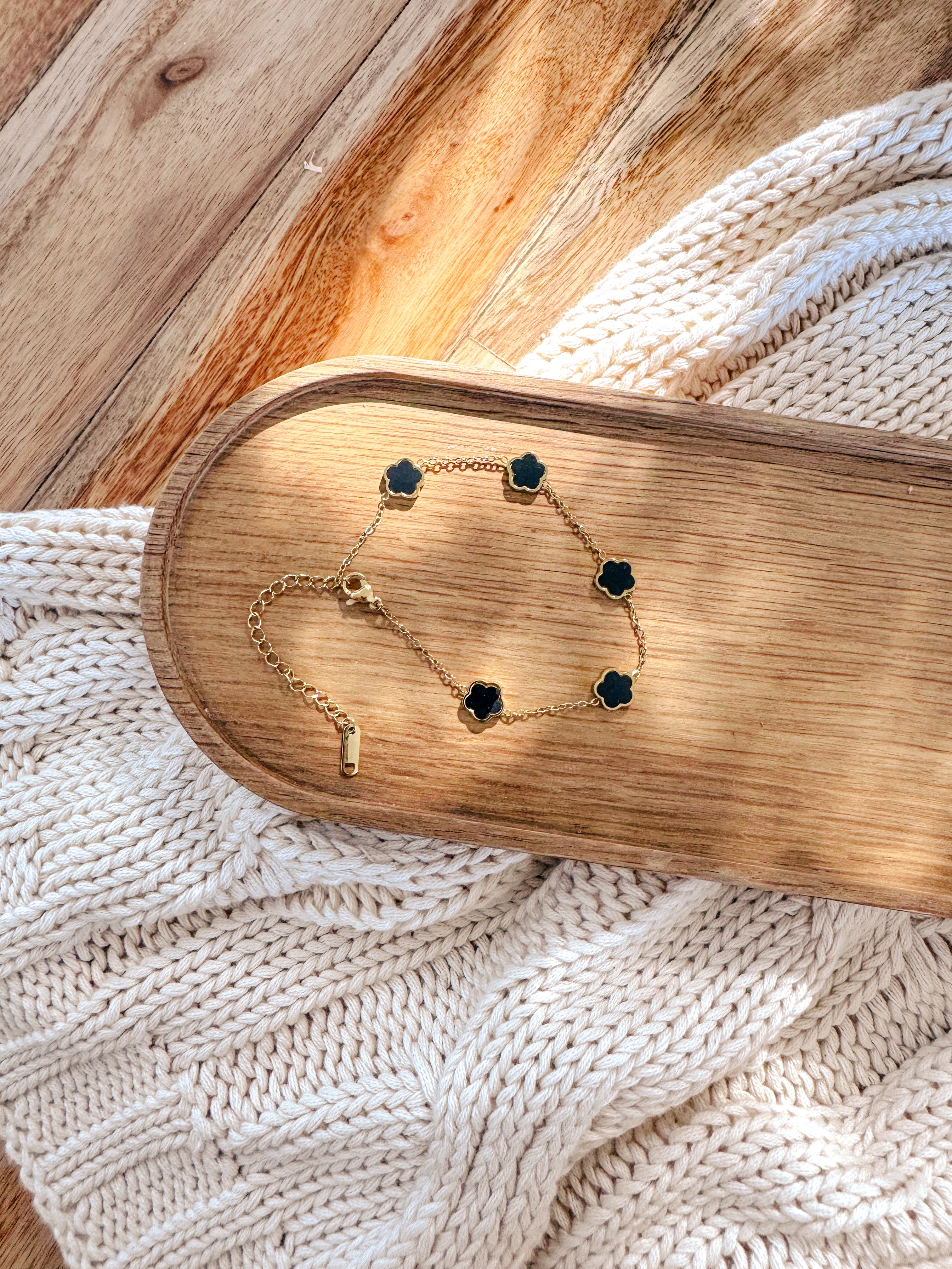 The Audrey Charm Bracelet | Gold & Black - Shop Adele Catherine 