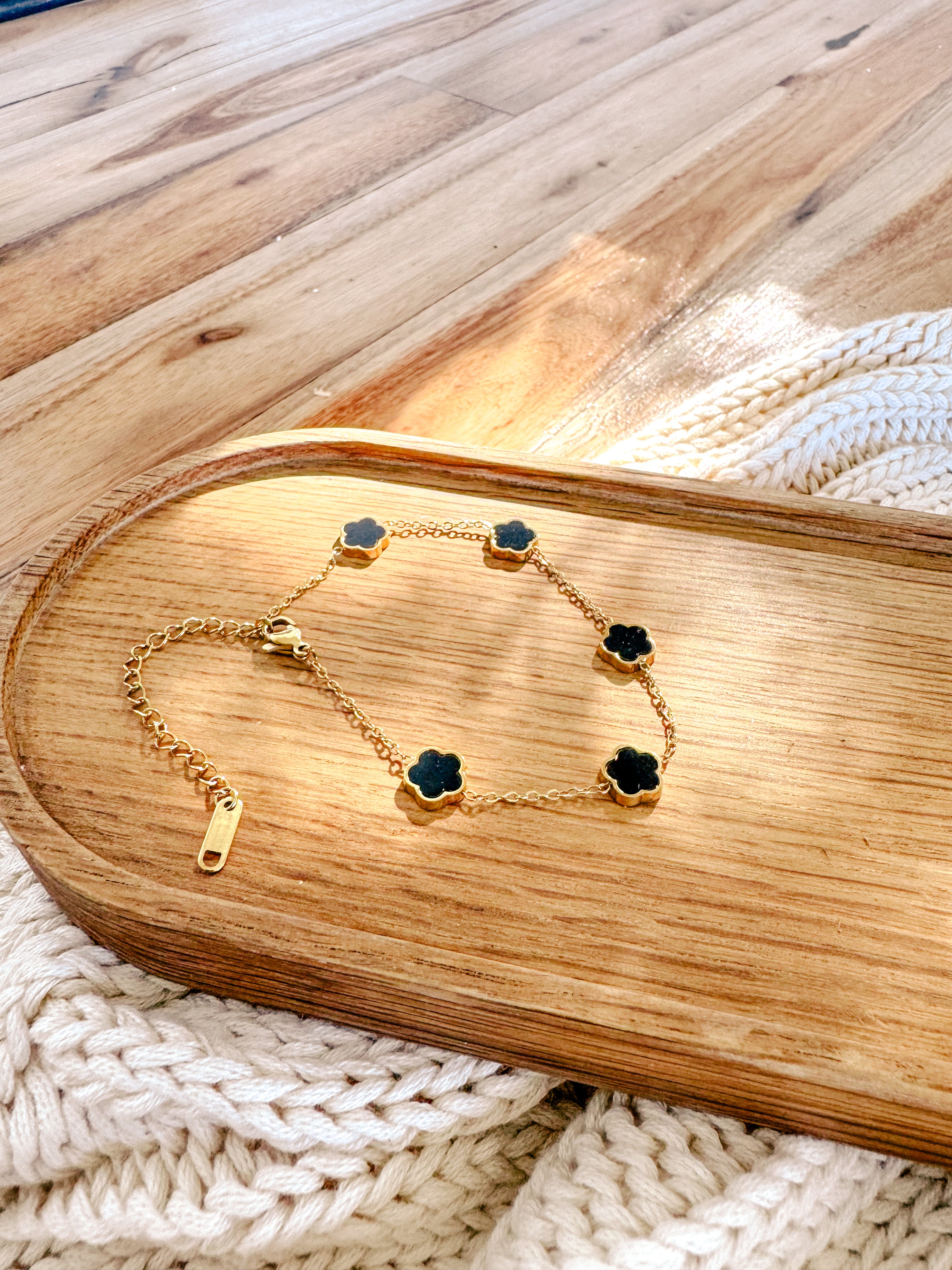 The Audrey Charm Bracelet | Gold & Black - Shop Adele Catherine 