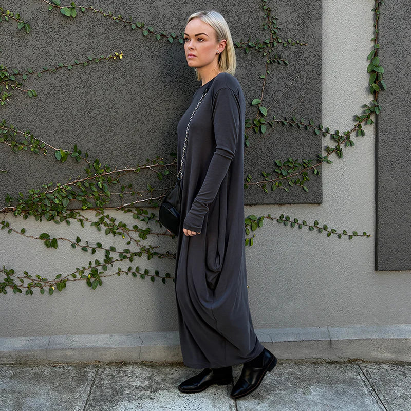 Drape Dress | Grey - Shop Adele Catherine 