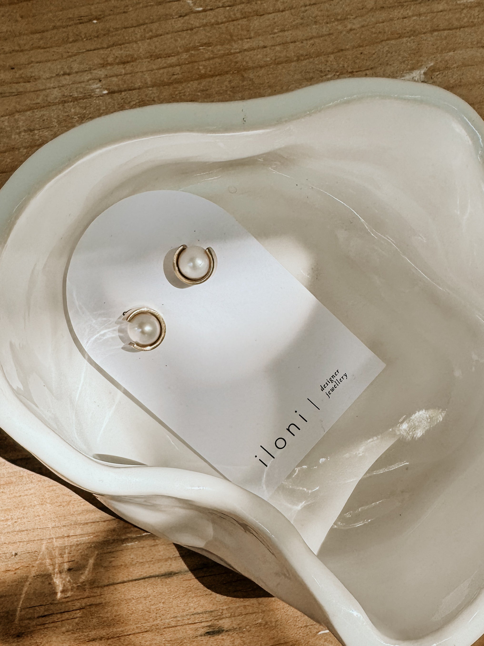 Full Moon Earring | Brass White - Shop Adele Catherine 