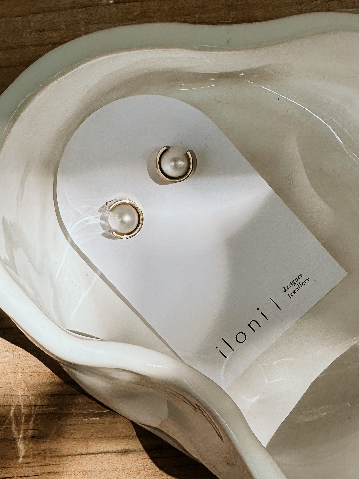 Full Moon Earring | Brass White - Shop Adele Catherine 