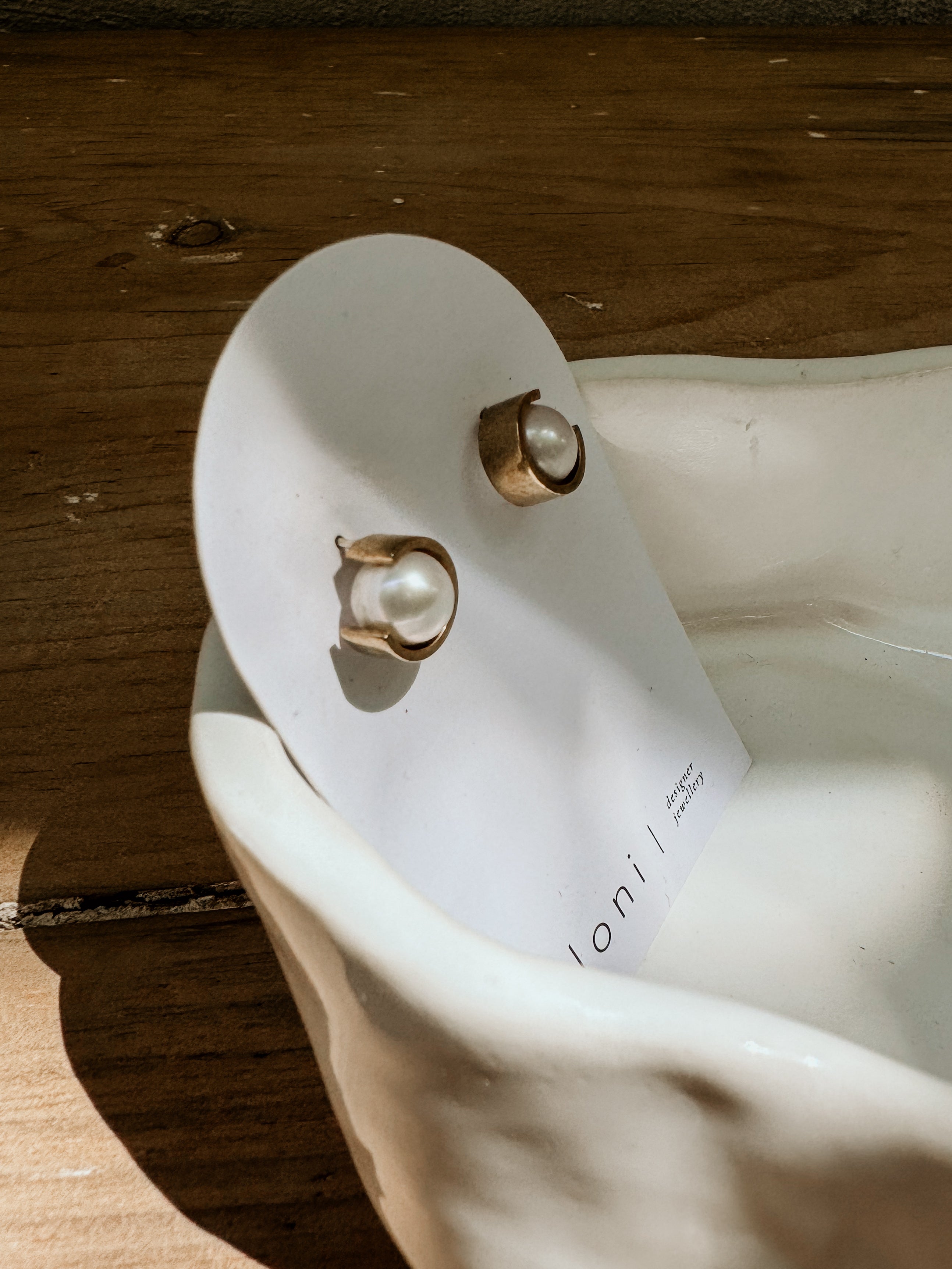 Full Moon Earring | Brass White - Shop Adele Catherine 