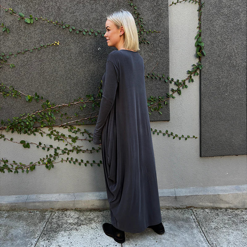 Drape Dress | Grey - Shop Adele Catherine 
