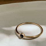 Gold Circle & Gem Bangle | Black