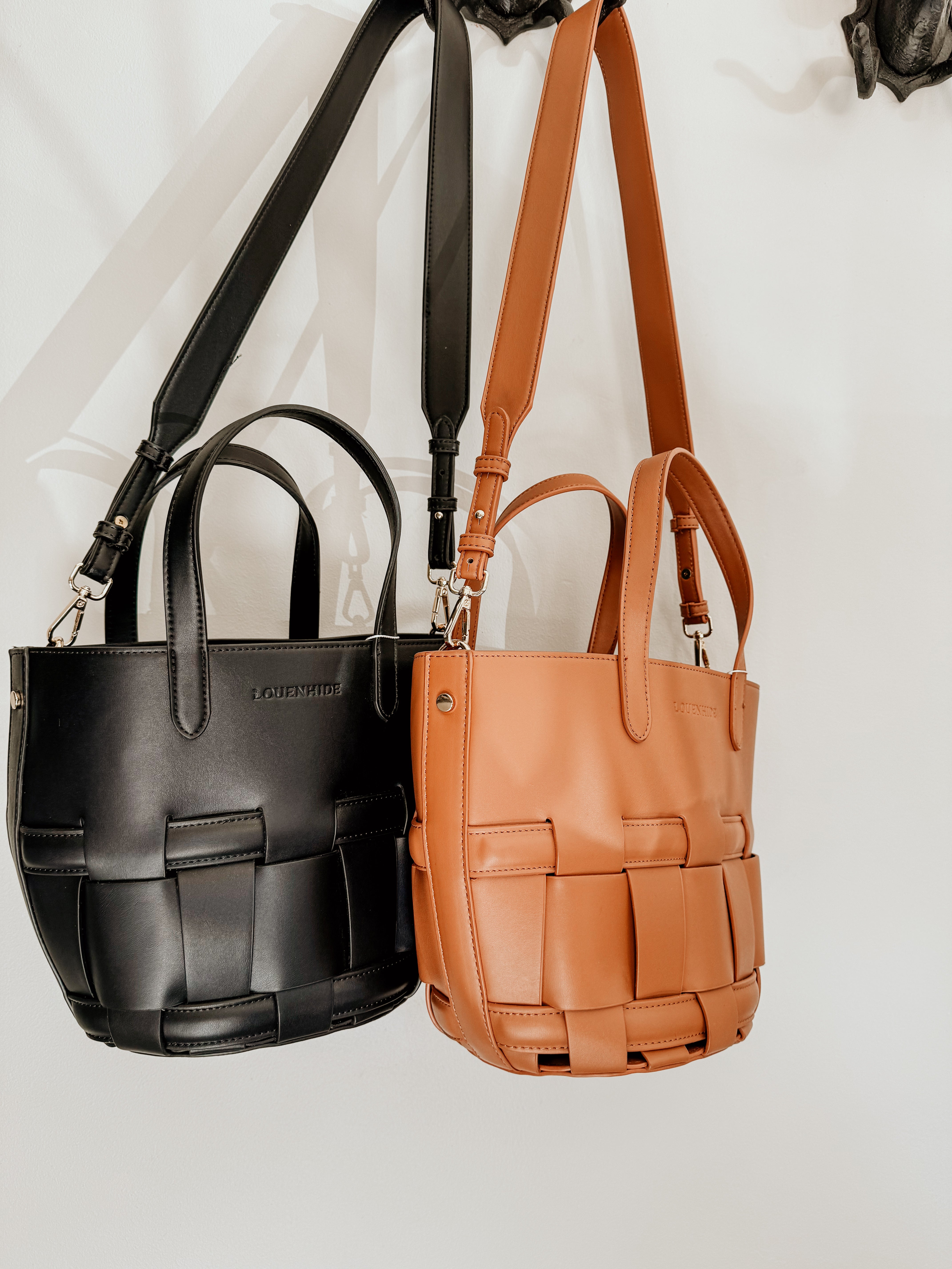 LouenHide Bettina Bucket Bag in tan leather, featuring a stylish design with a drawstring closure and adjustable strap.