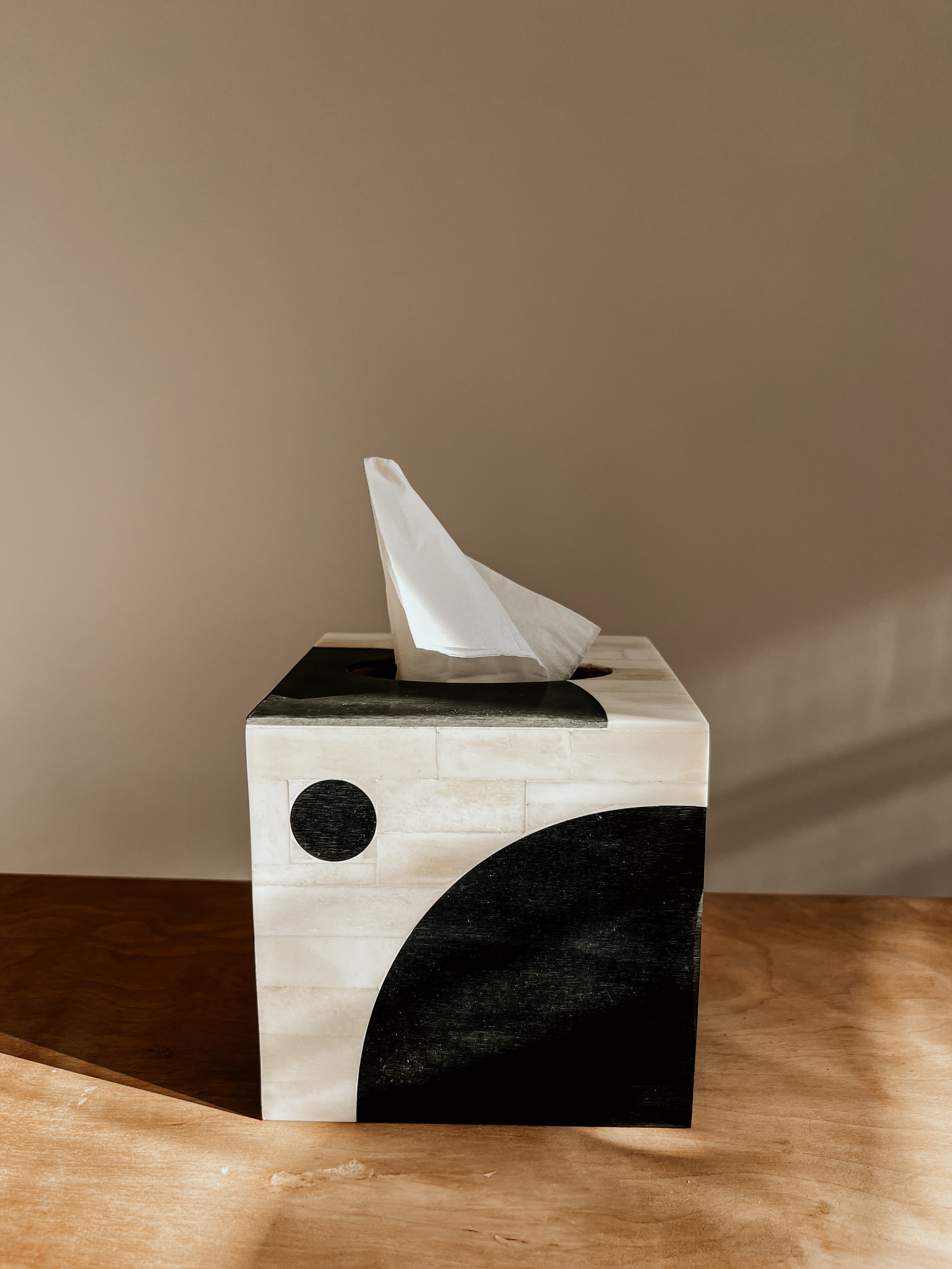 Resin Tissue Box | Cream & Black - Shop Adele Catherine 